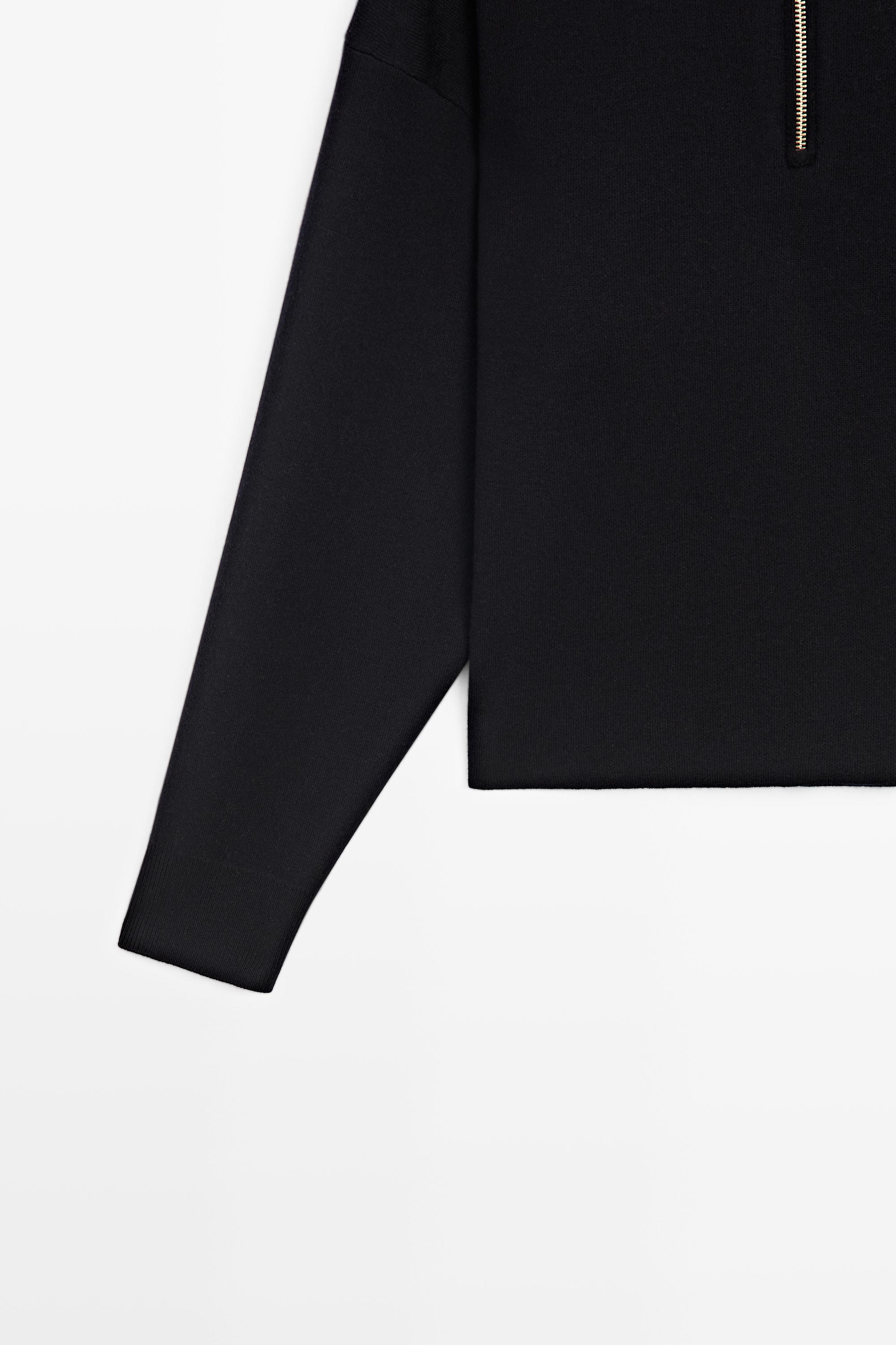 Cotton blend quarter-zip knit polo sweater - NAVY BLUE