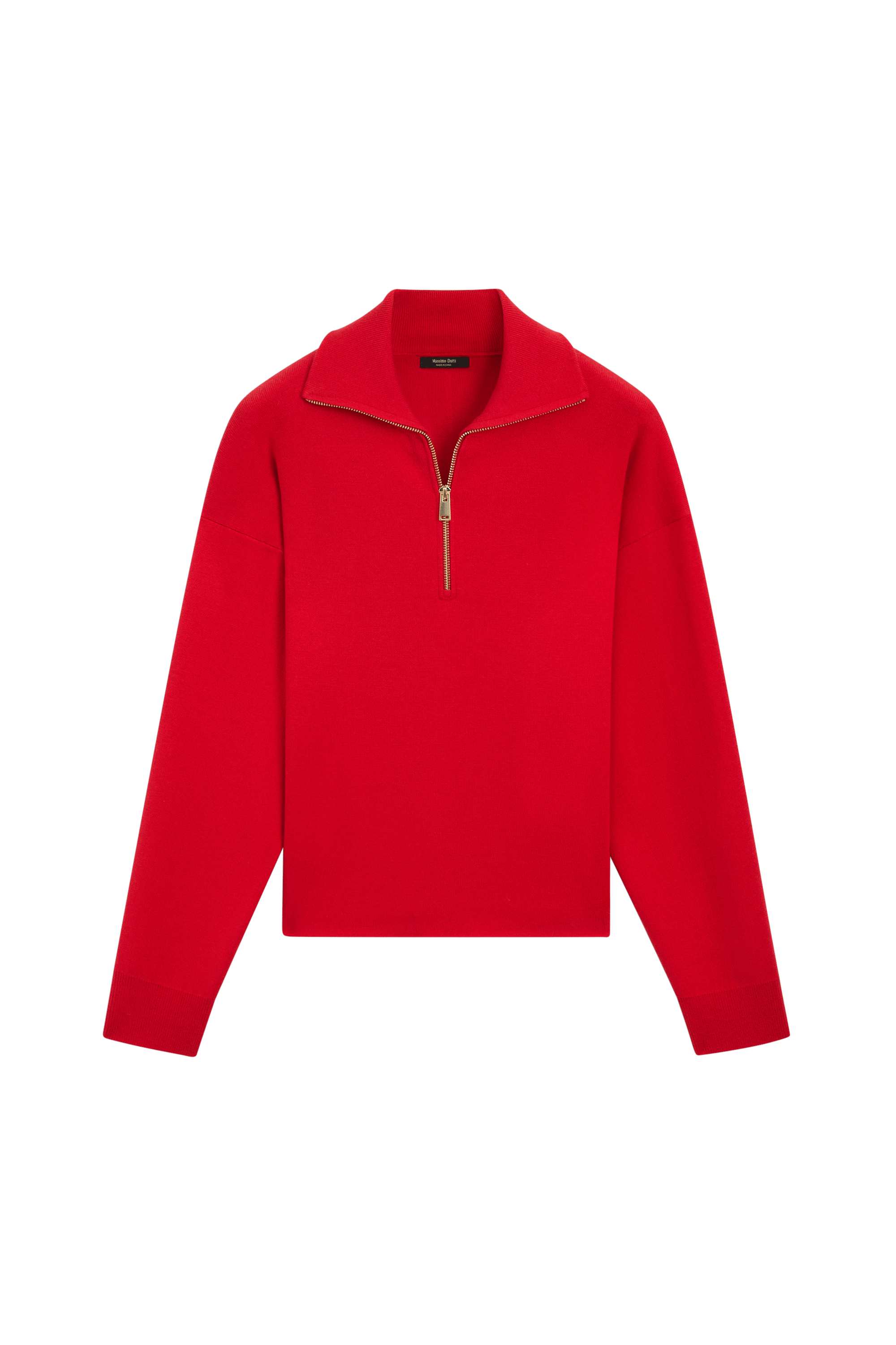 Cotton blend quarter-zip knit polo sweater - RED