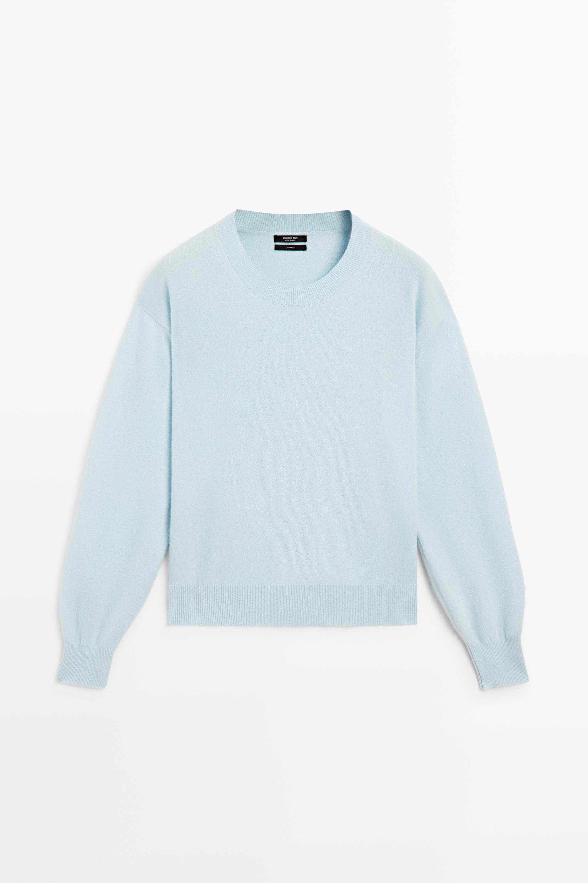 100% cashmere long sleeve sweater - Light blue