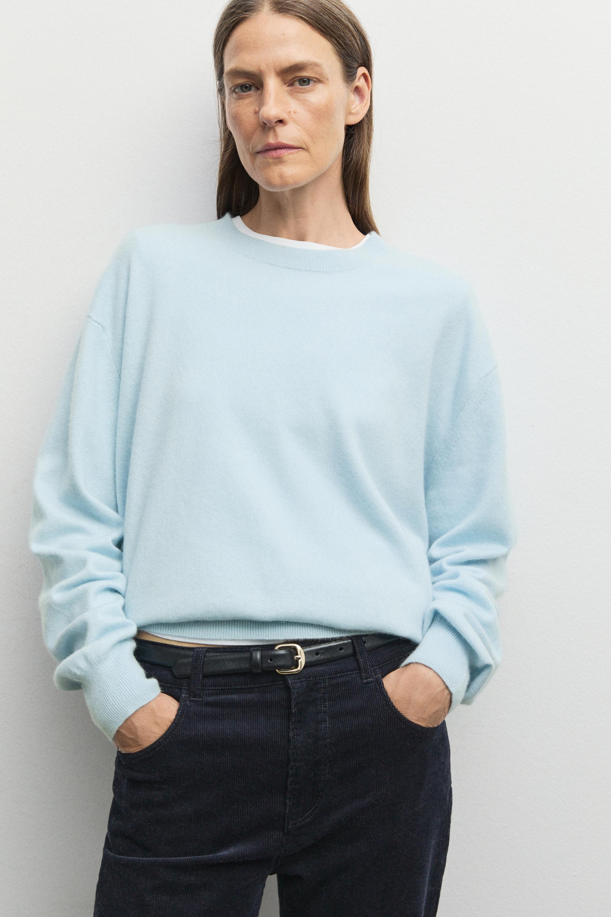 100% cashmere long sleeve sweater - Light blue