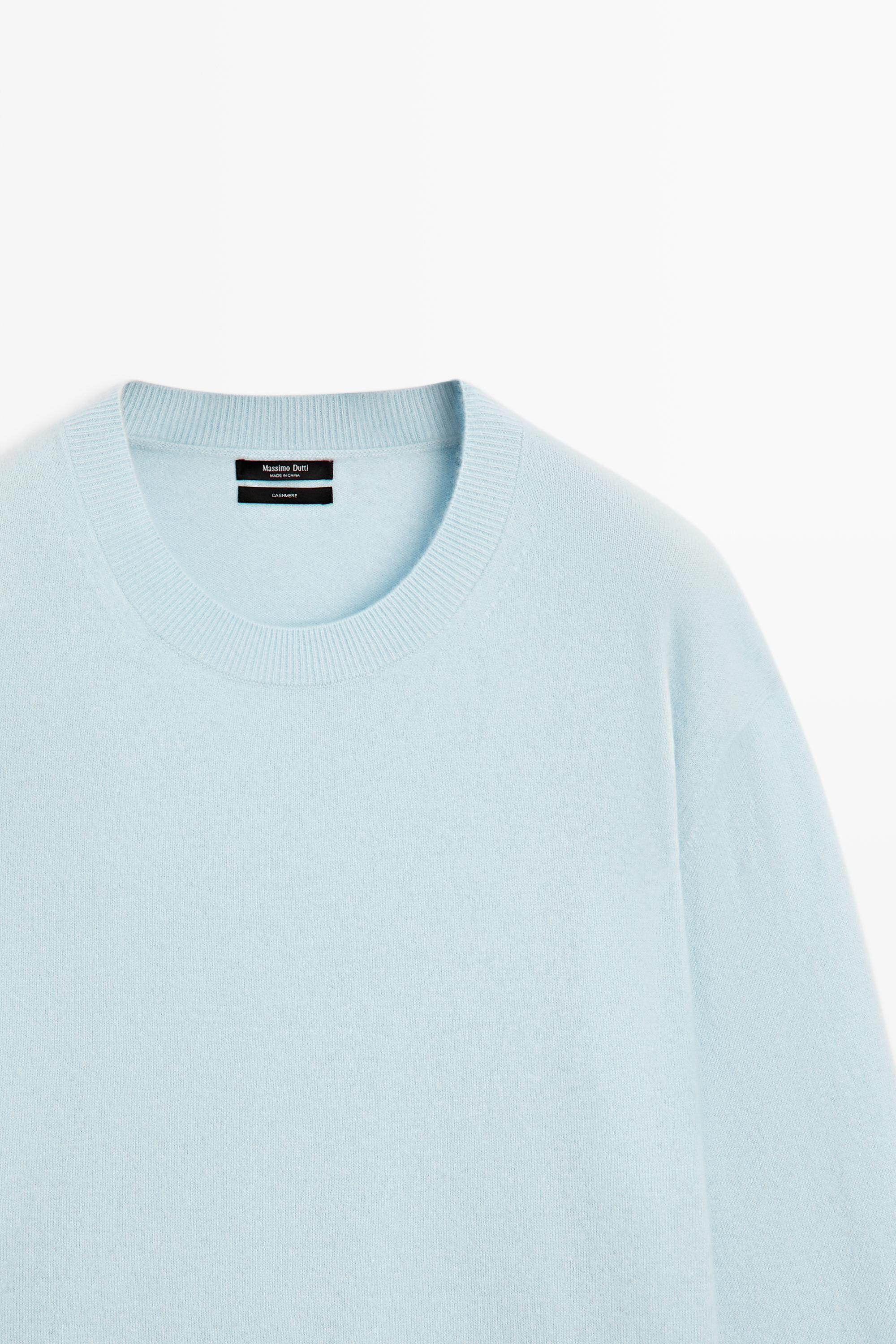 100% cashmere long sleeve sweater - Light blue
