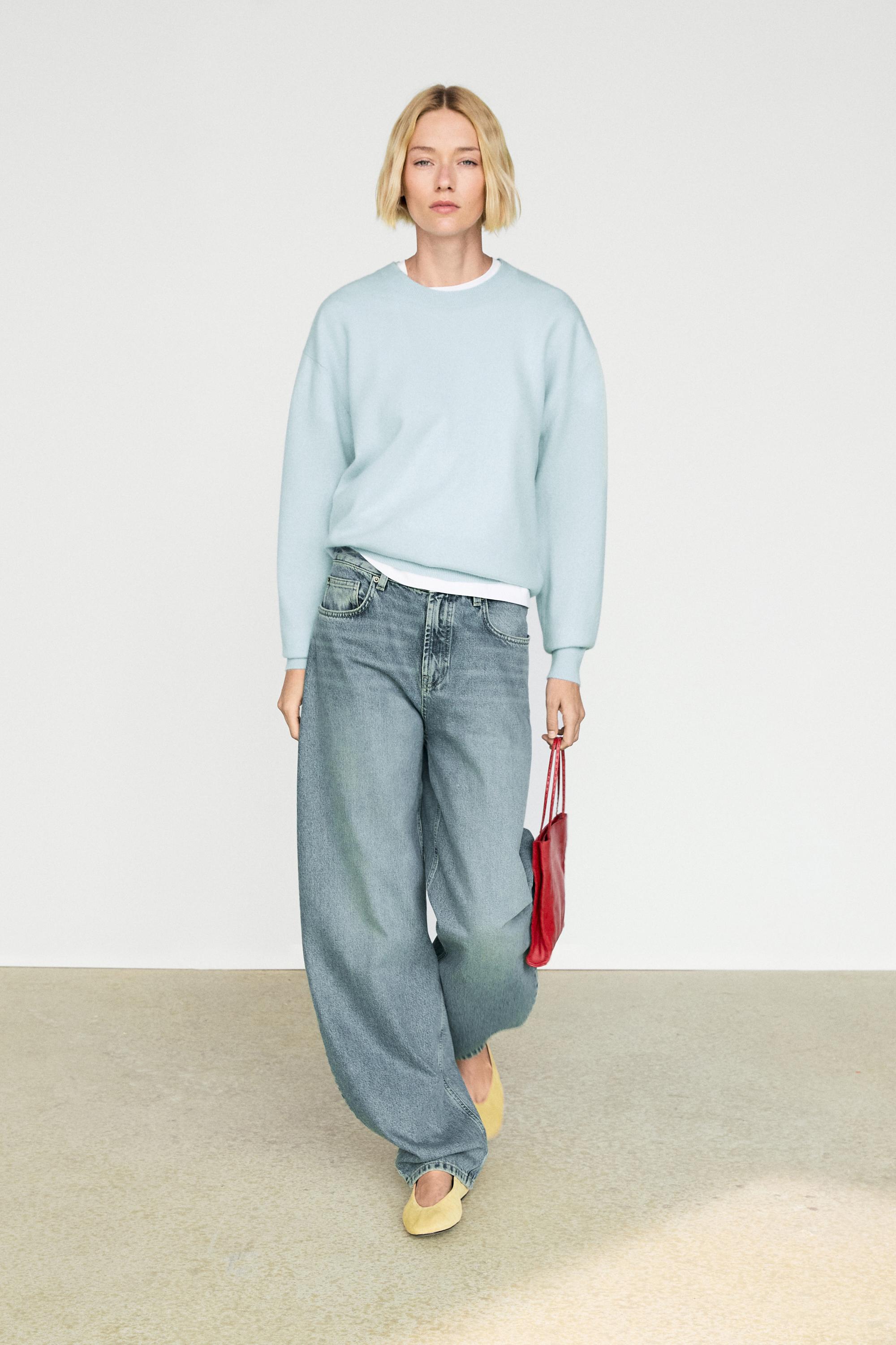100% cashmere long sleeve sweater - Light blue