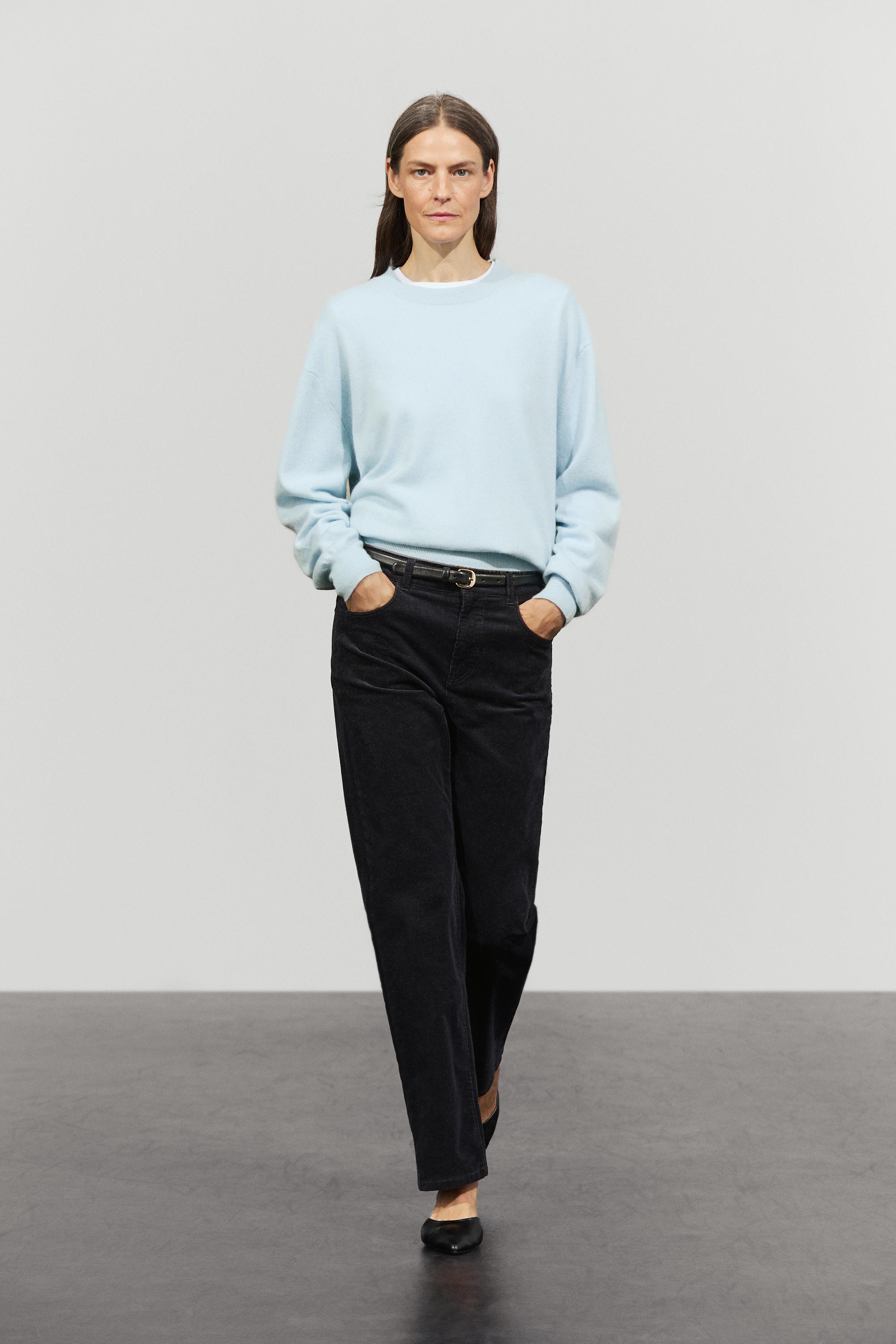 100% cashmere long sleeve sweater - Light blue