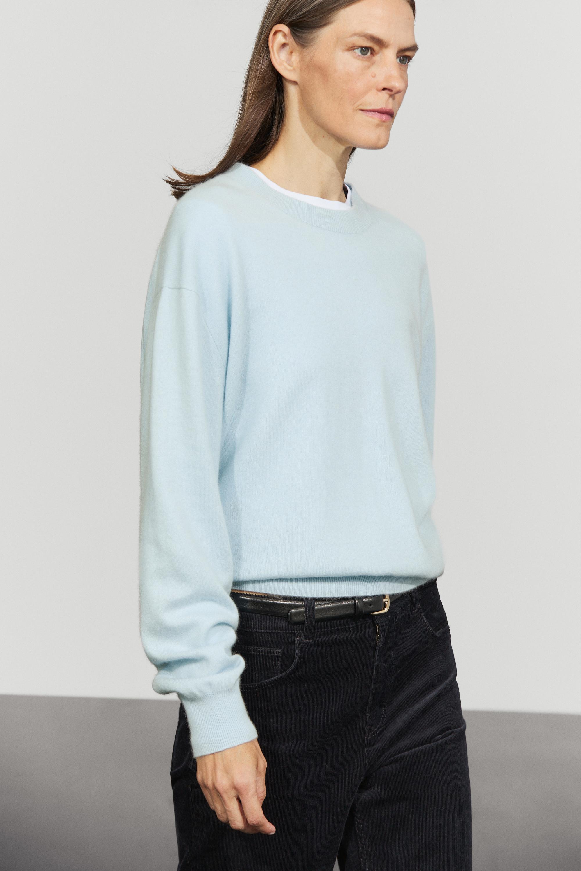 100% cashmere long sleeve sweater - Light blue