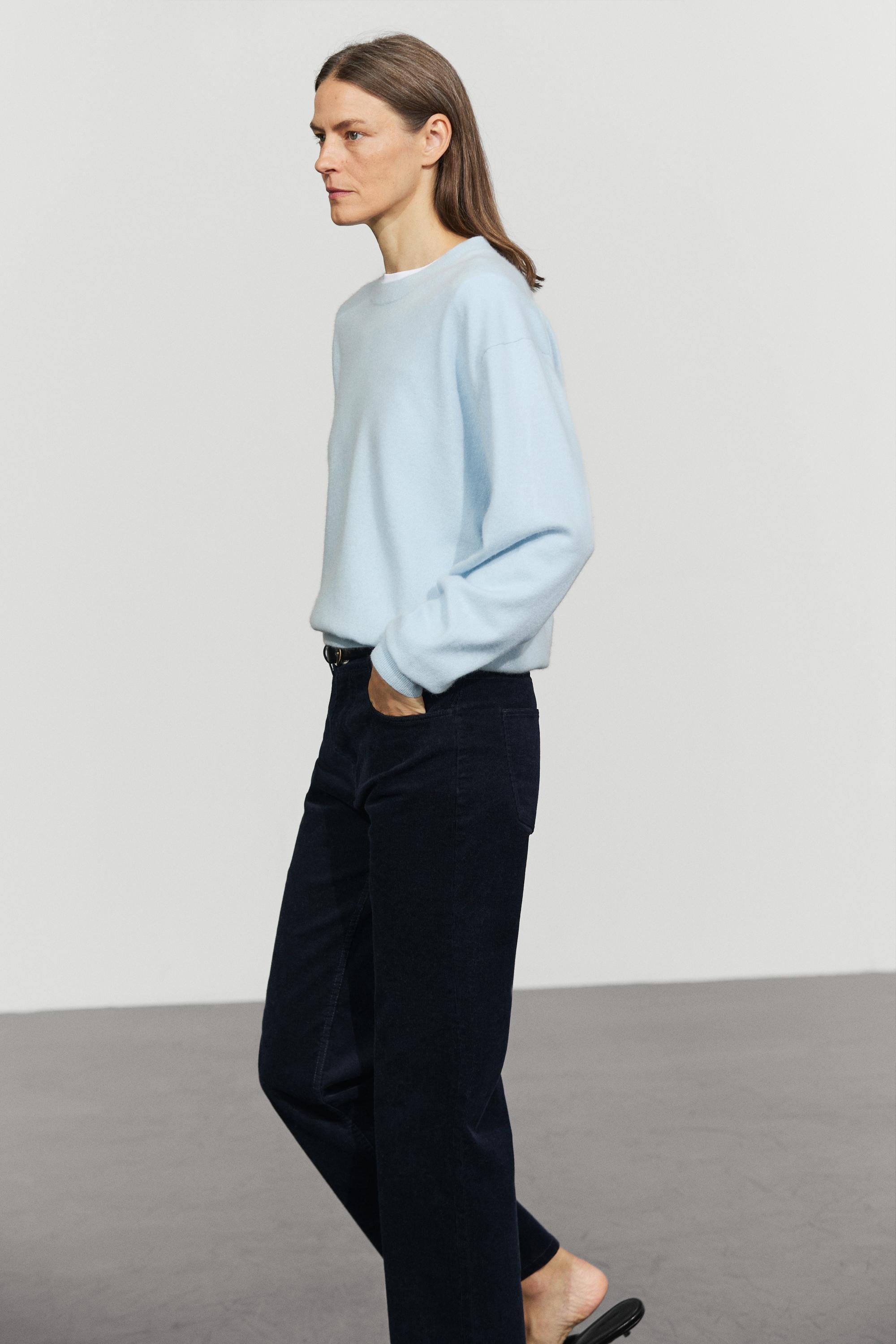 100% cashmere long sleeve sweater - Light blue