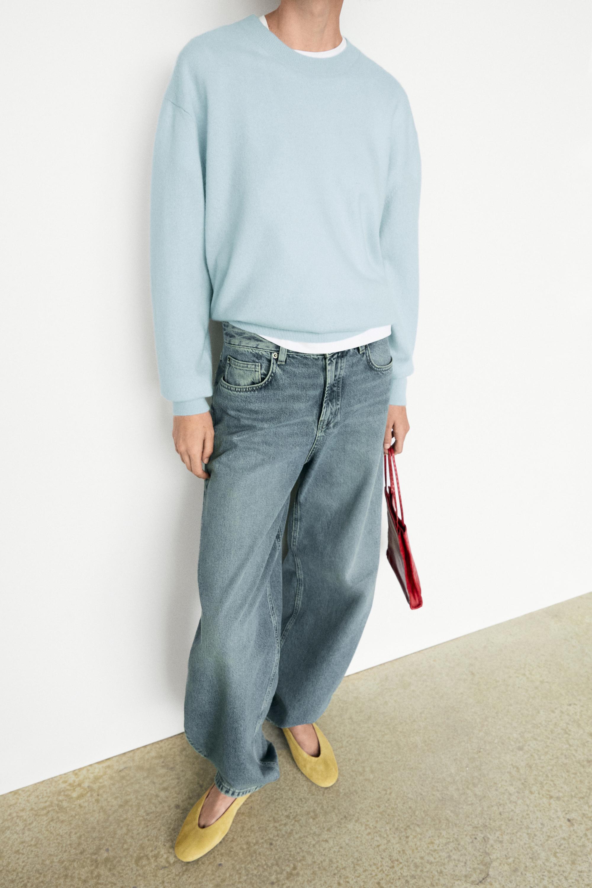 100% cashmere long sleeve sweater - Light blue