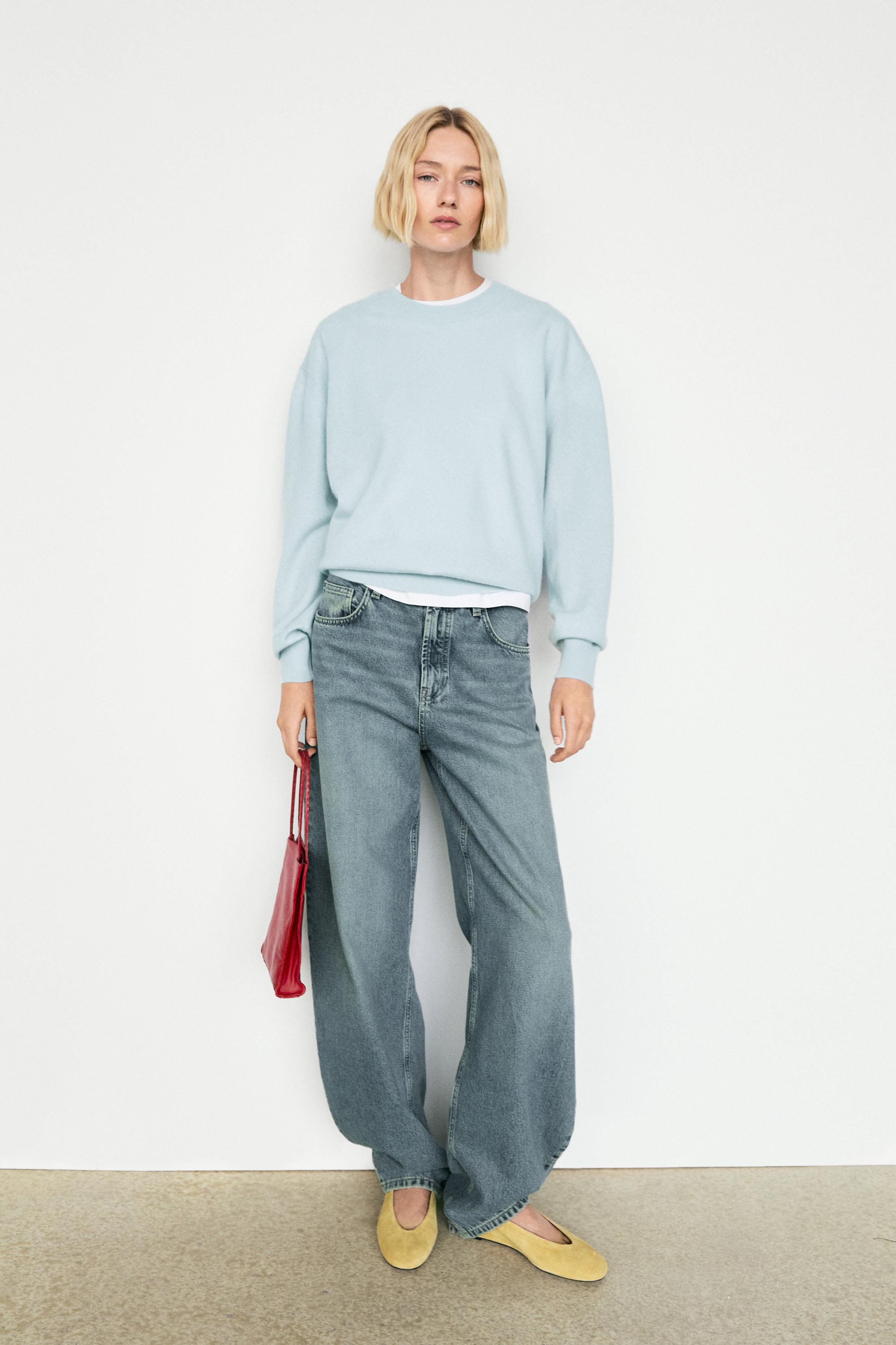 100% cashmere long sleeve sweater - Light blue