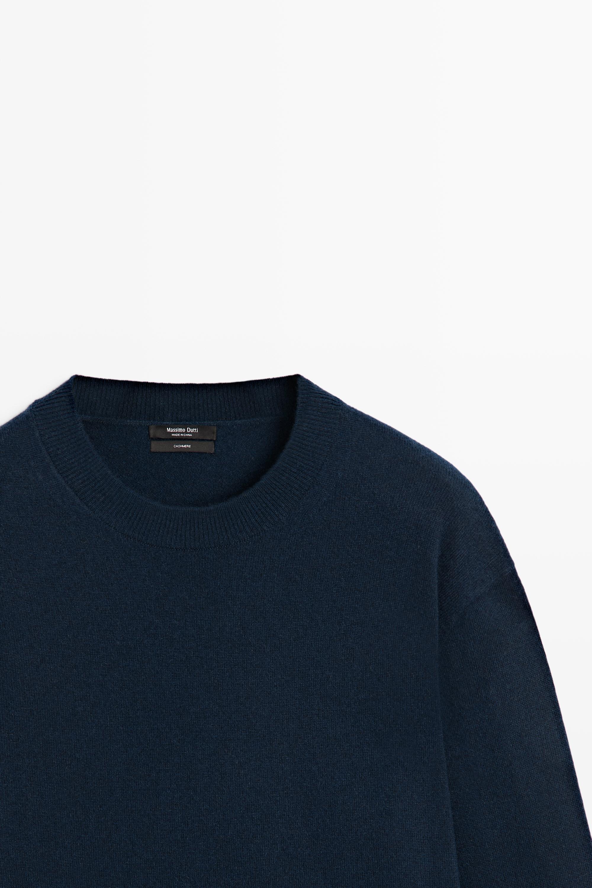 100% cashmere long sleeve sweater - NAVY BLUE