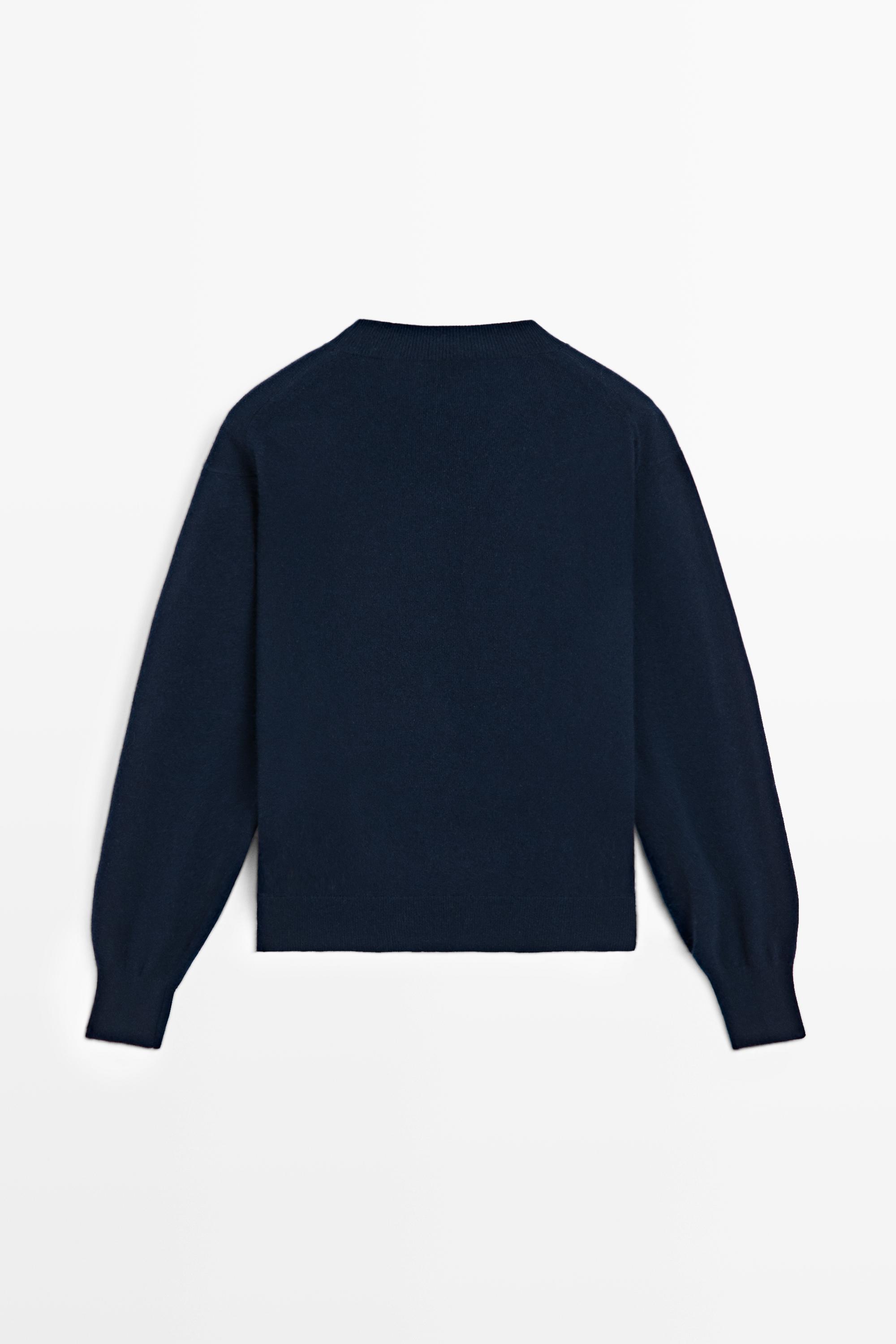 100% cashmere long sleeve sweater - NAVY BLUE