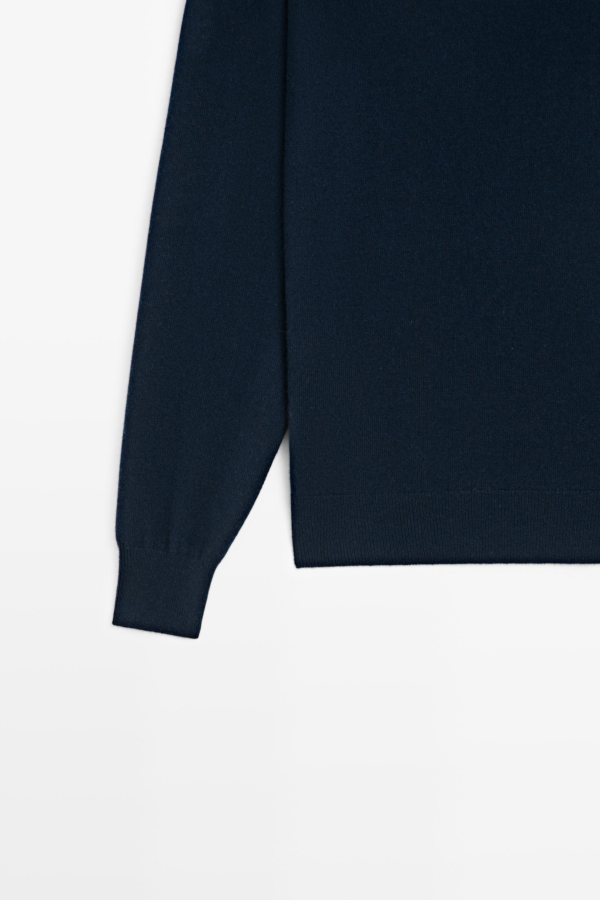 100% cashmere long sleeve sweater - NAVY BLUE