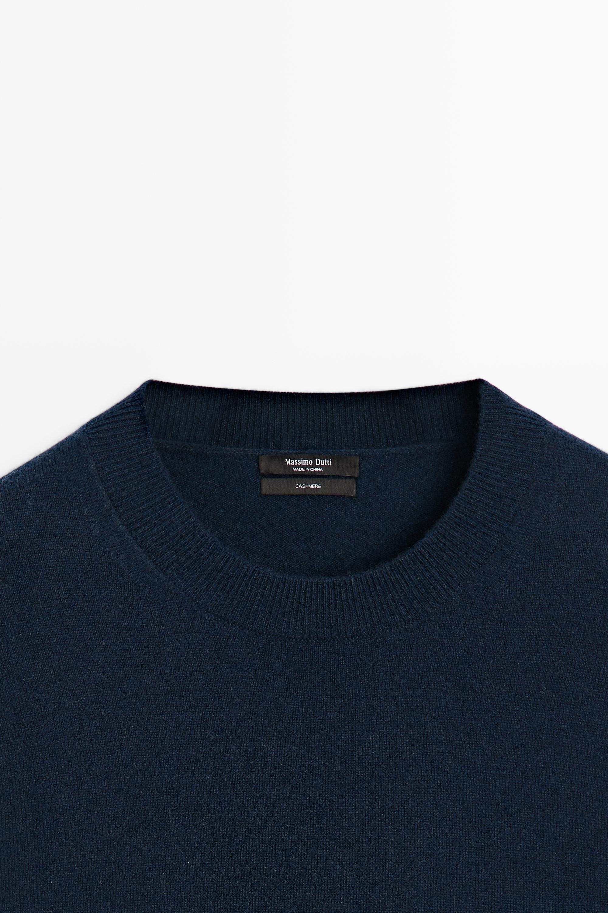 100% cashmere long sleeve sweater - NAVY BLUE