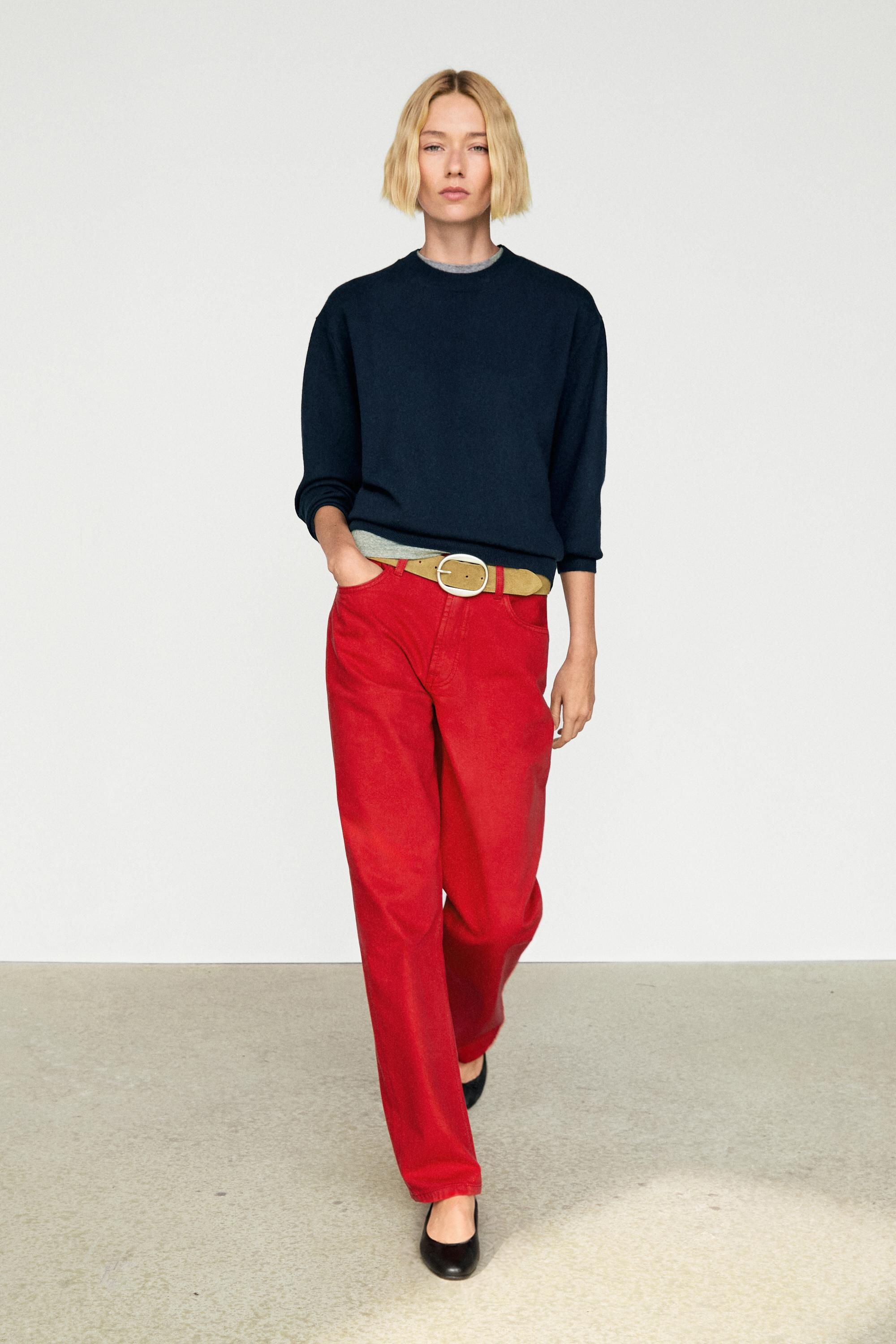 100% cashmere long sleeve sweater - NAVY BLUE