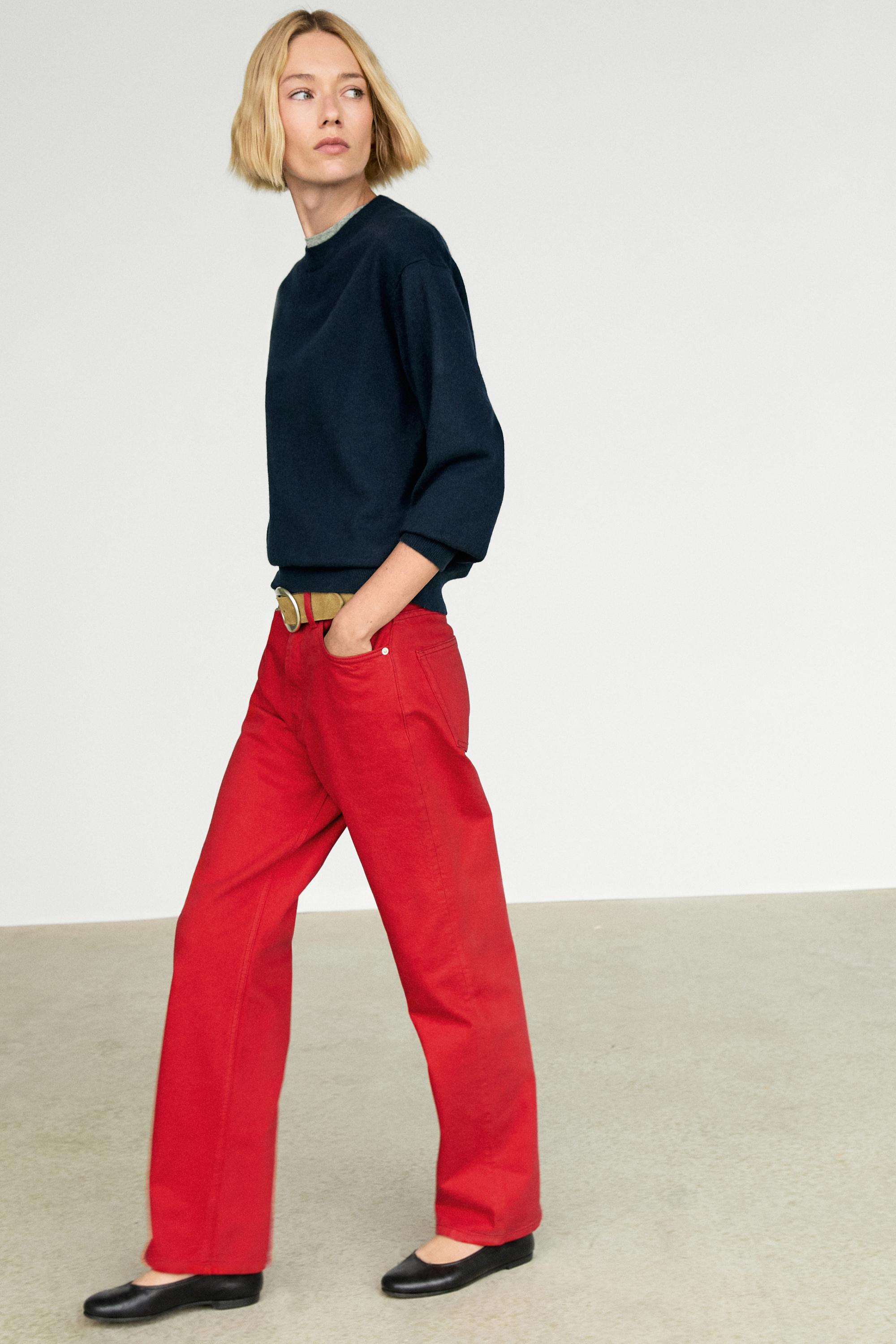 100% cashmere long sleeve sweater - NAVY BLUE