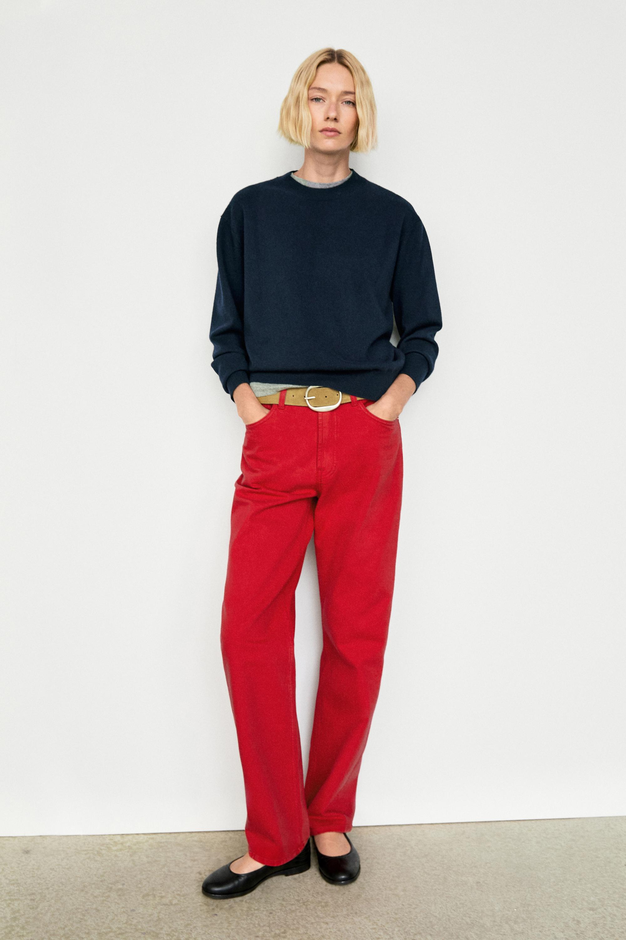 100% cashmere long sleeve sweater - NAVY BLUE