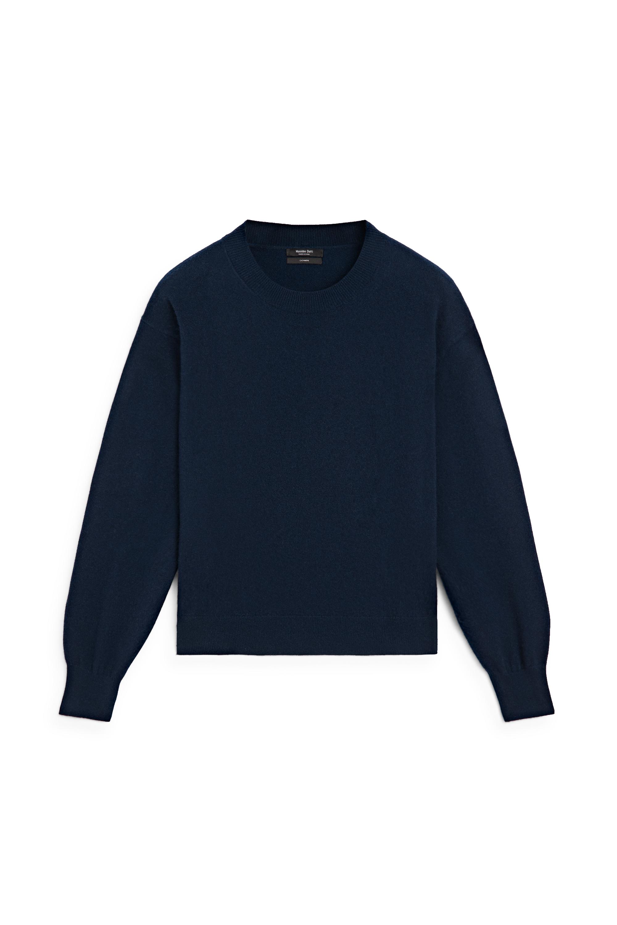100% cashmere long sleeve sweater - NAVY BLUE