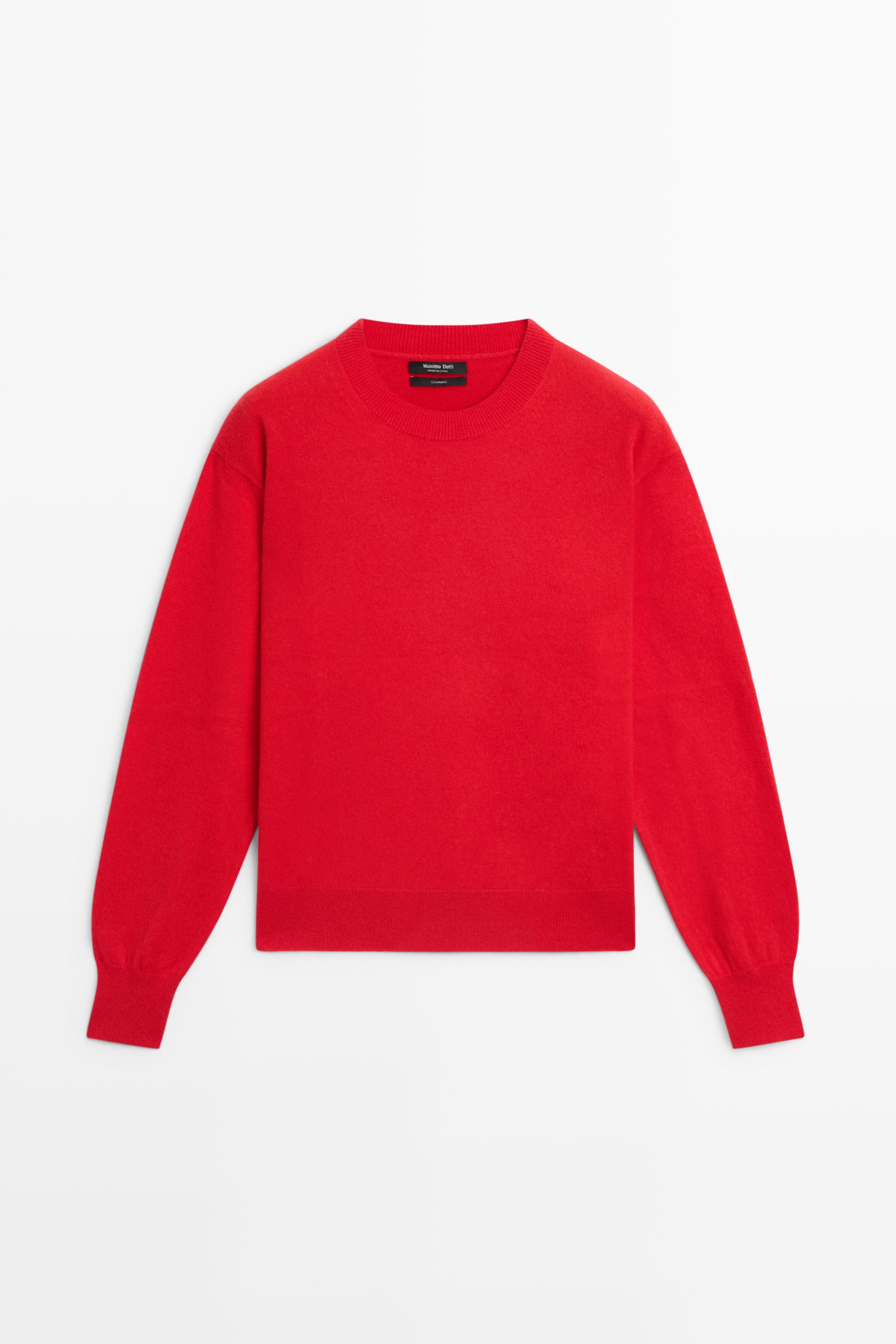 100% cashmere long sleeve sweater - RED