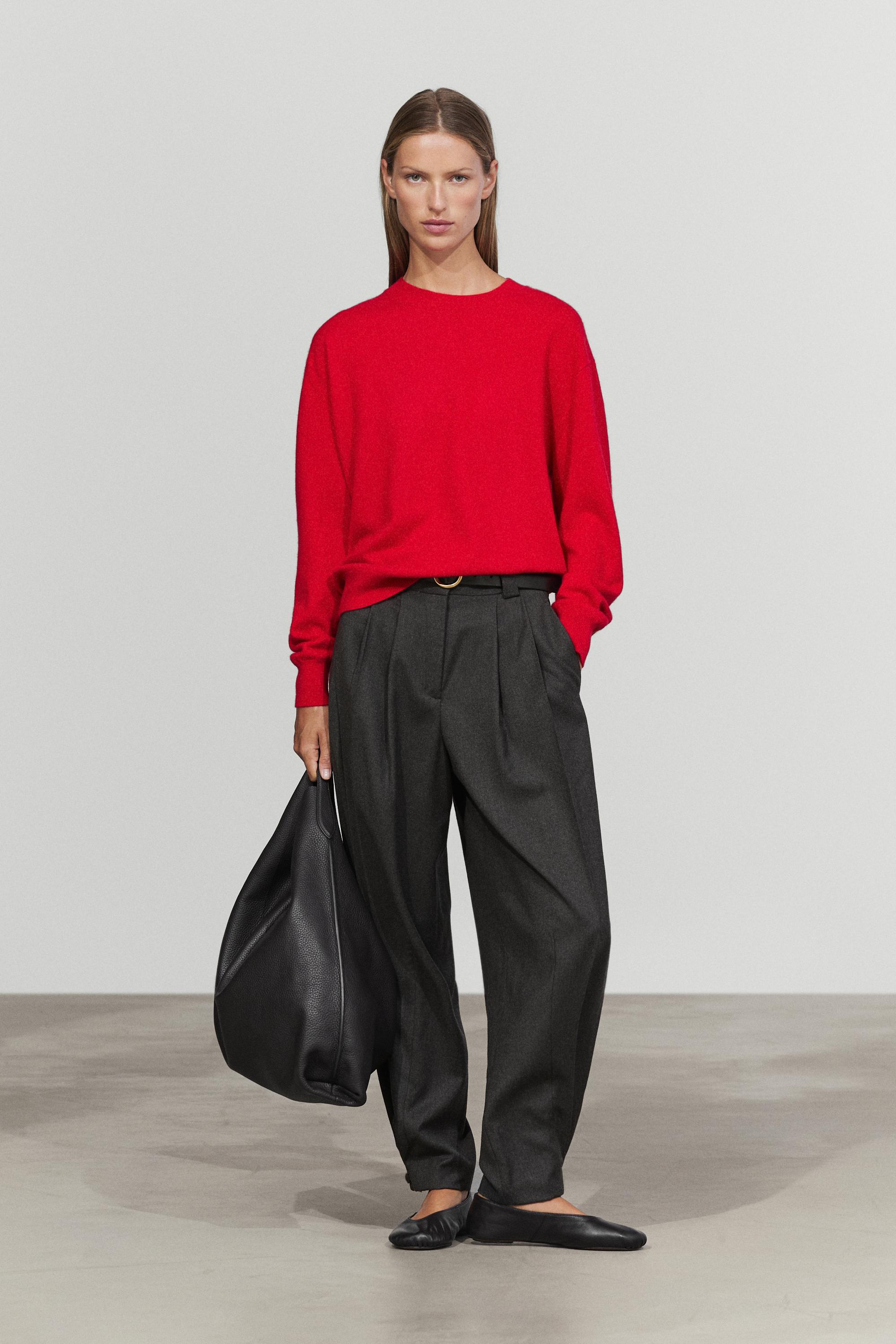 100% cashmere long sleeve sweater - RED