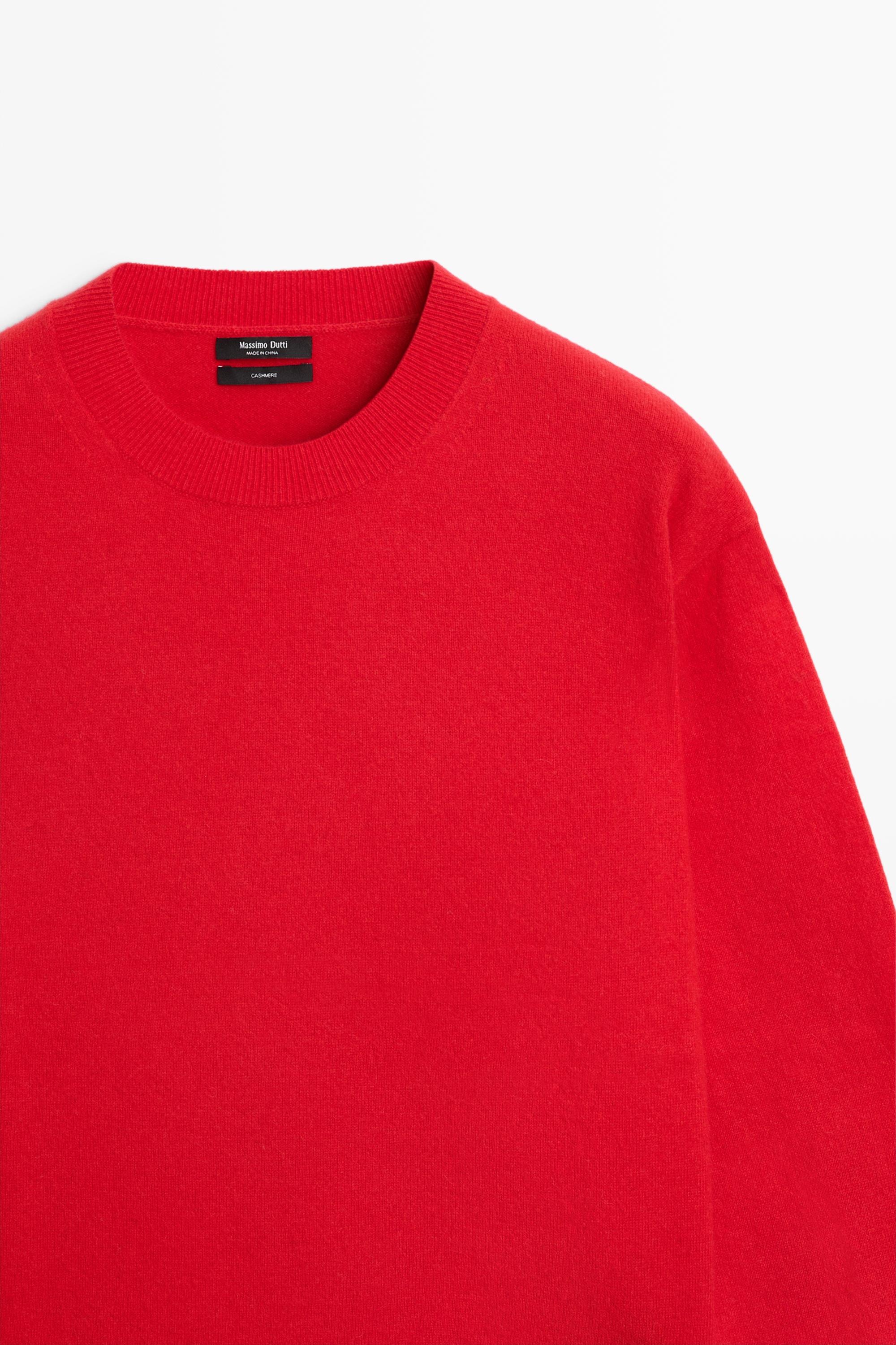 100% cashmere long sleeve sweater - RED