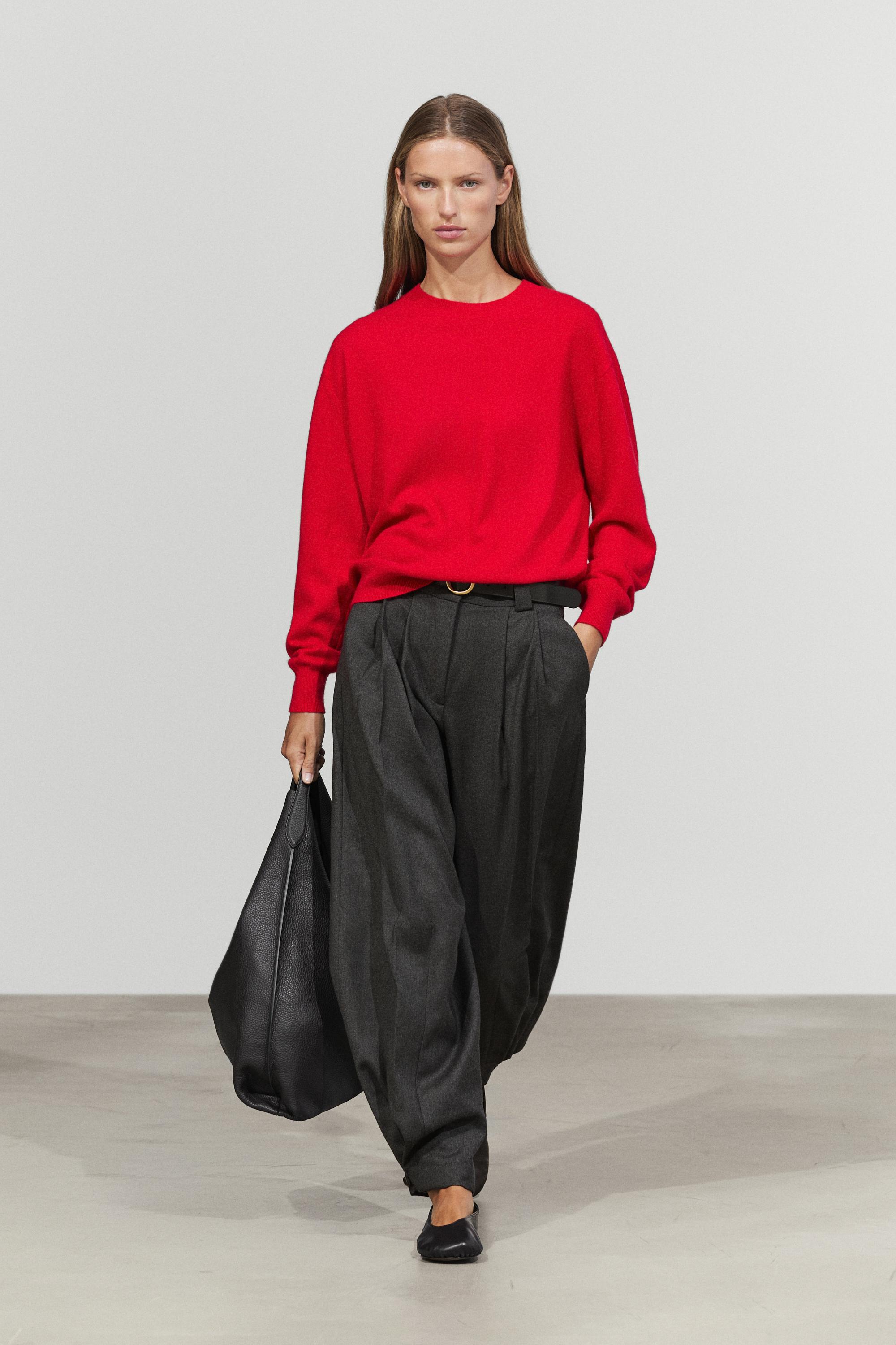 100% cashmere long sleeve sweater - RED
