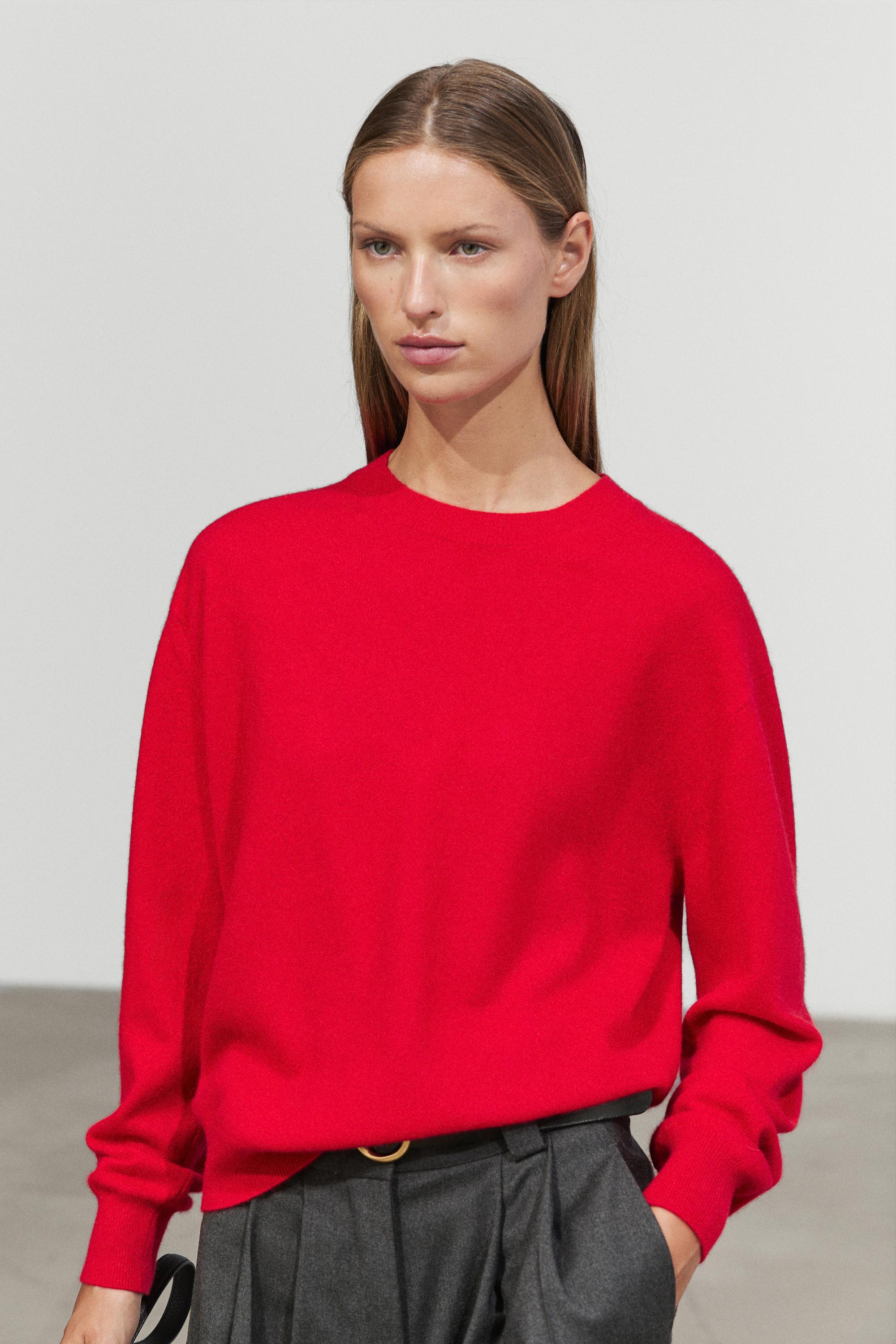 100% cashmere long sleeve sweater - RED
