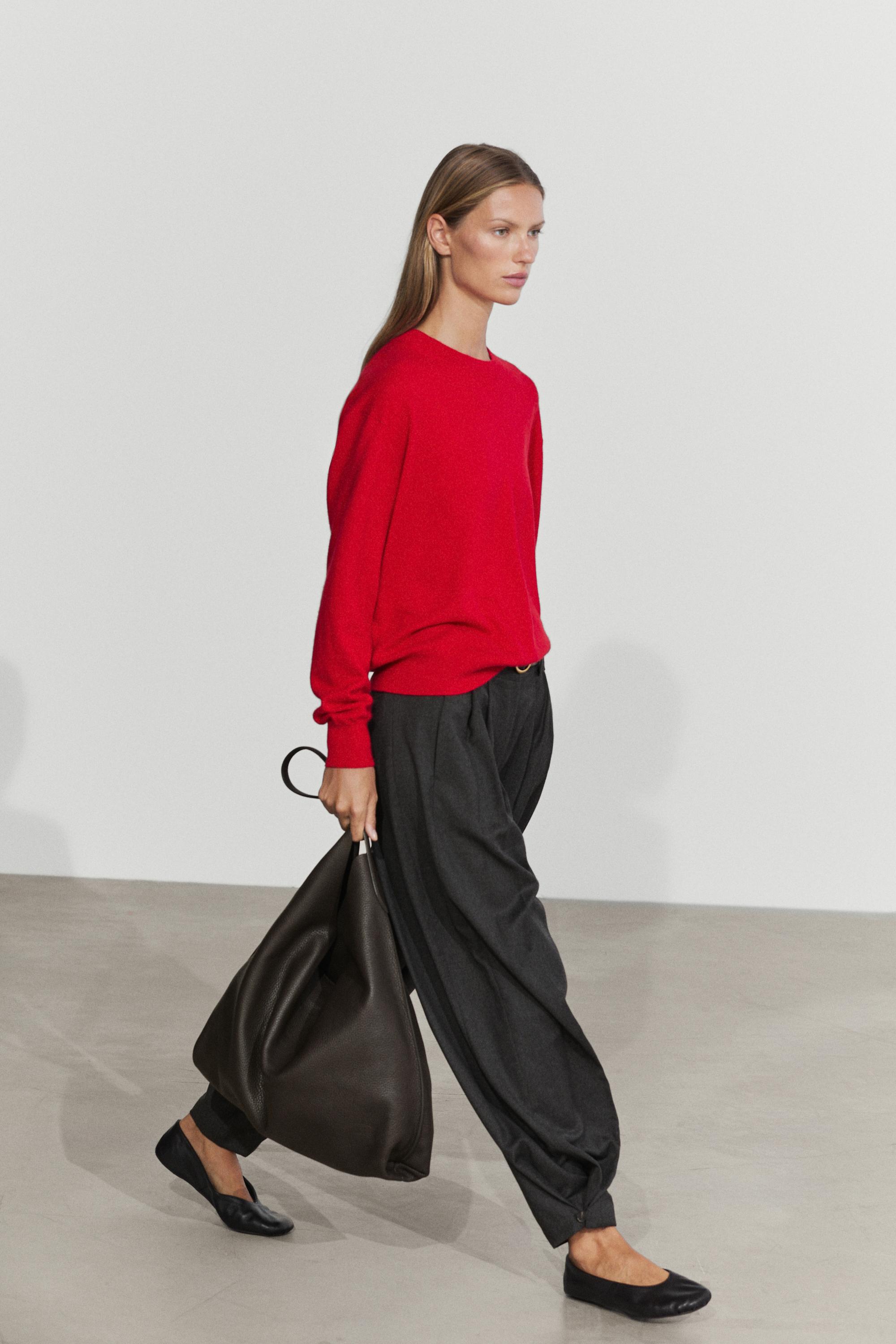 100% cashmere long sleeve sweater - RED