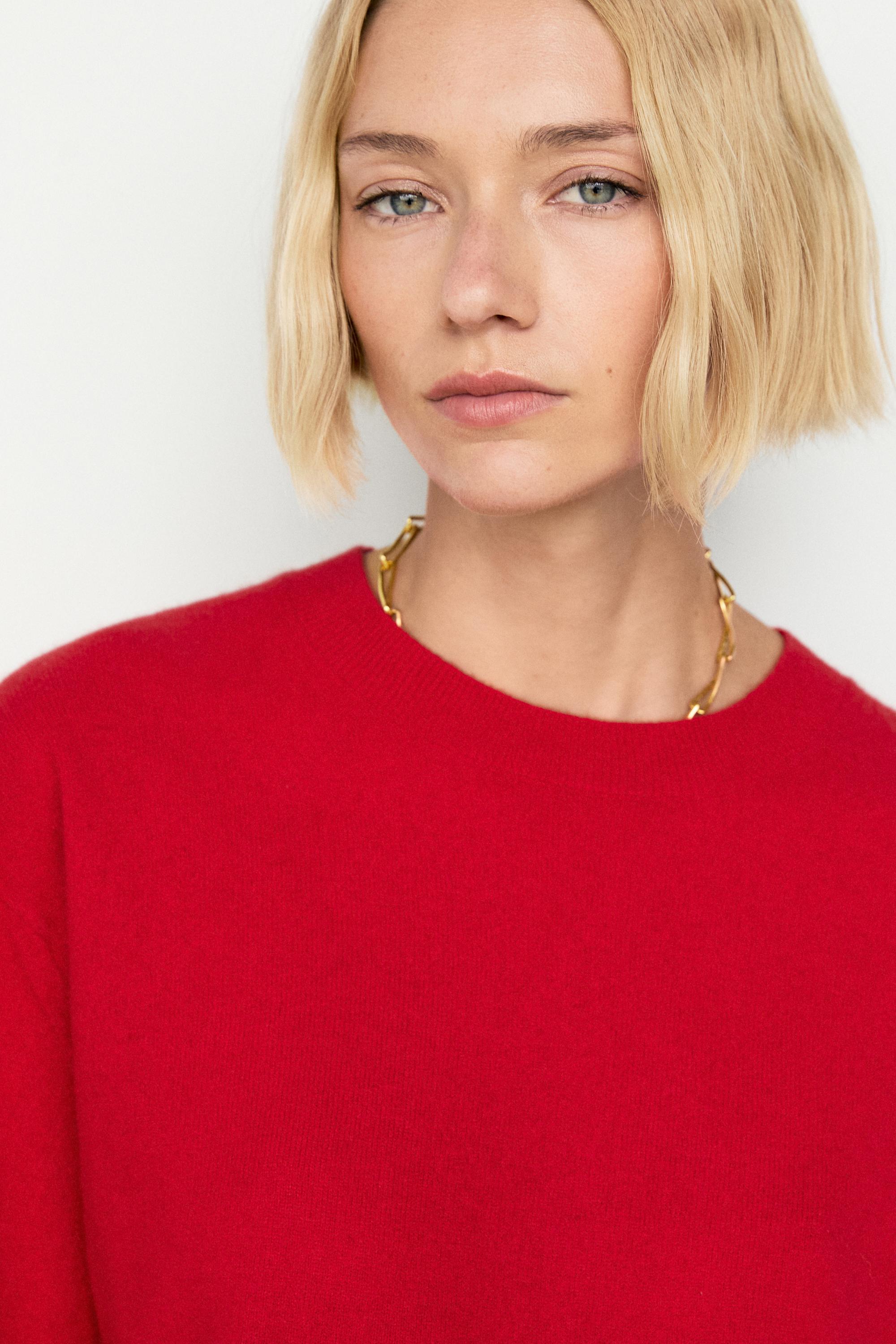 100% cashmere long sleeve sweater - RED