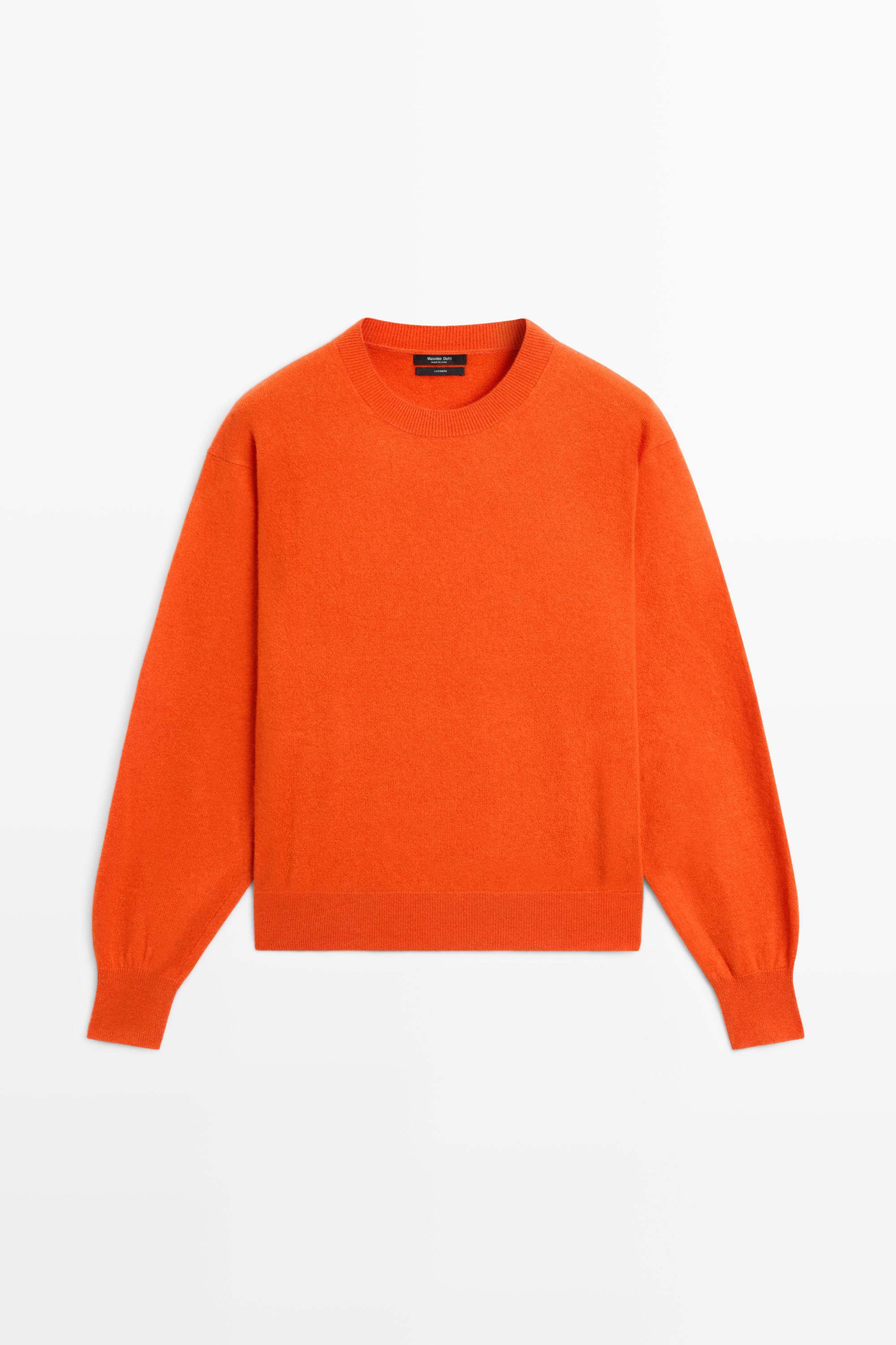 100% cashmere long sleeve sweater - ORANGE