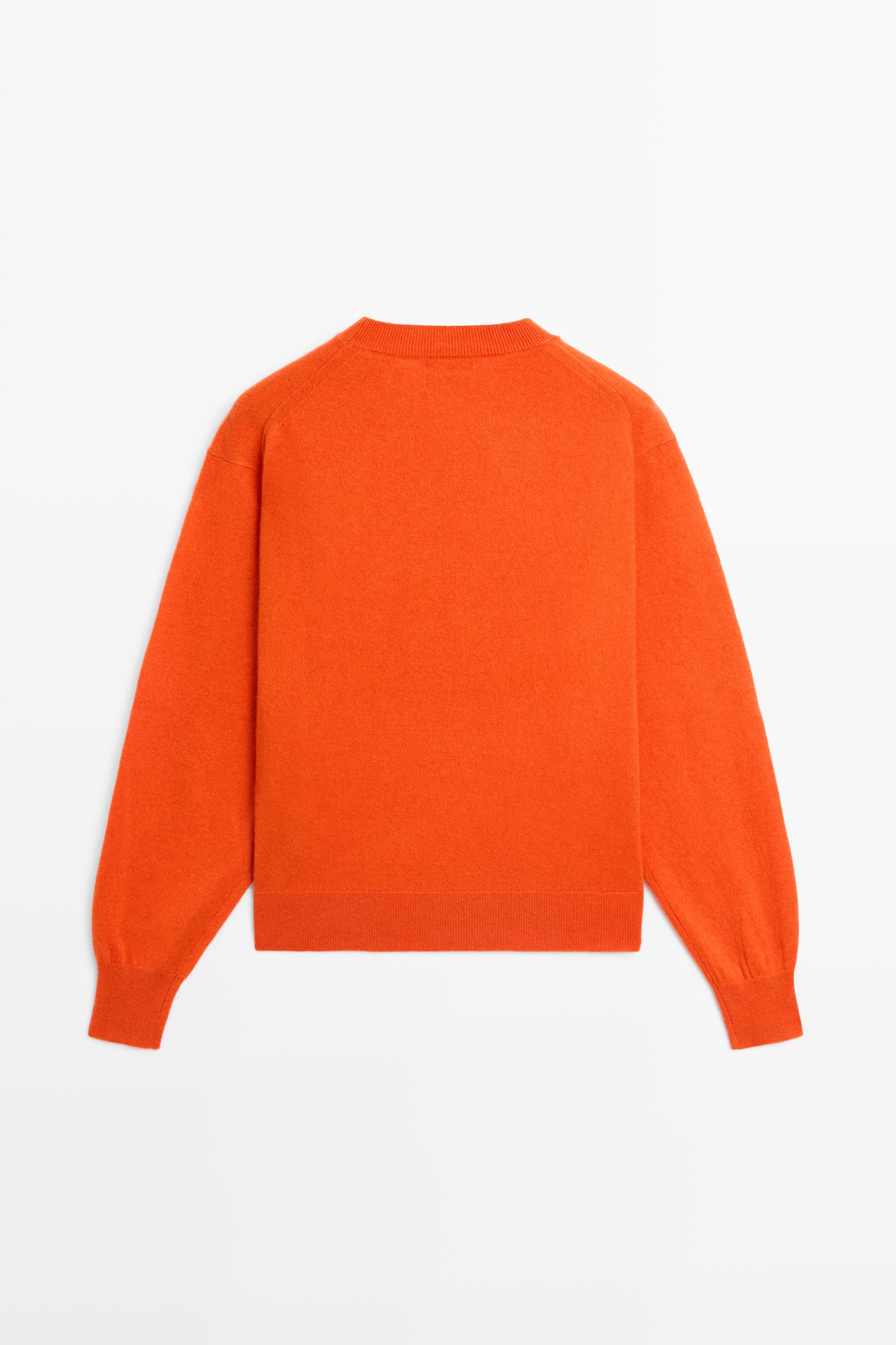 100% cashmere long sleeve sweater - ORANGE