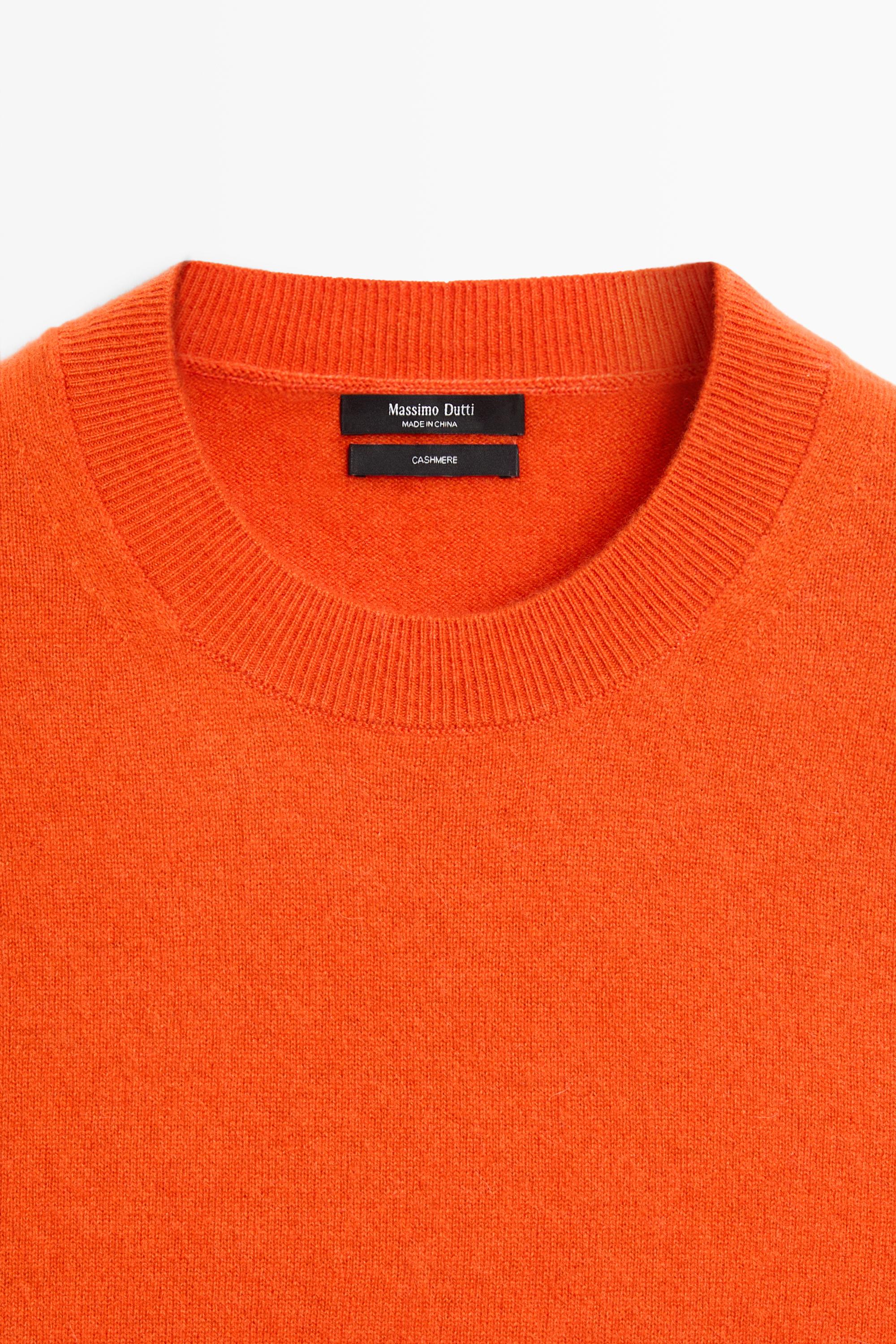 100% cashmere long sleeve sweater - ORANGE