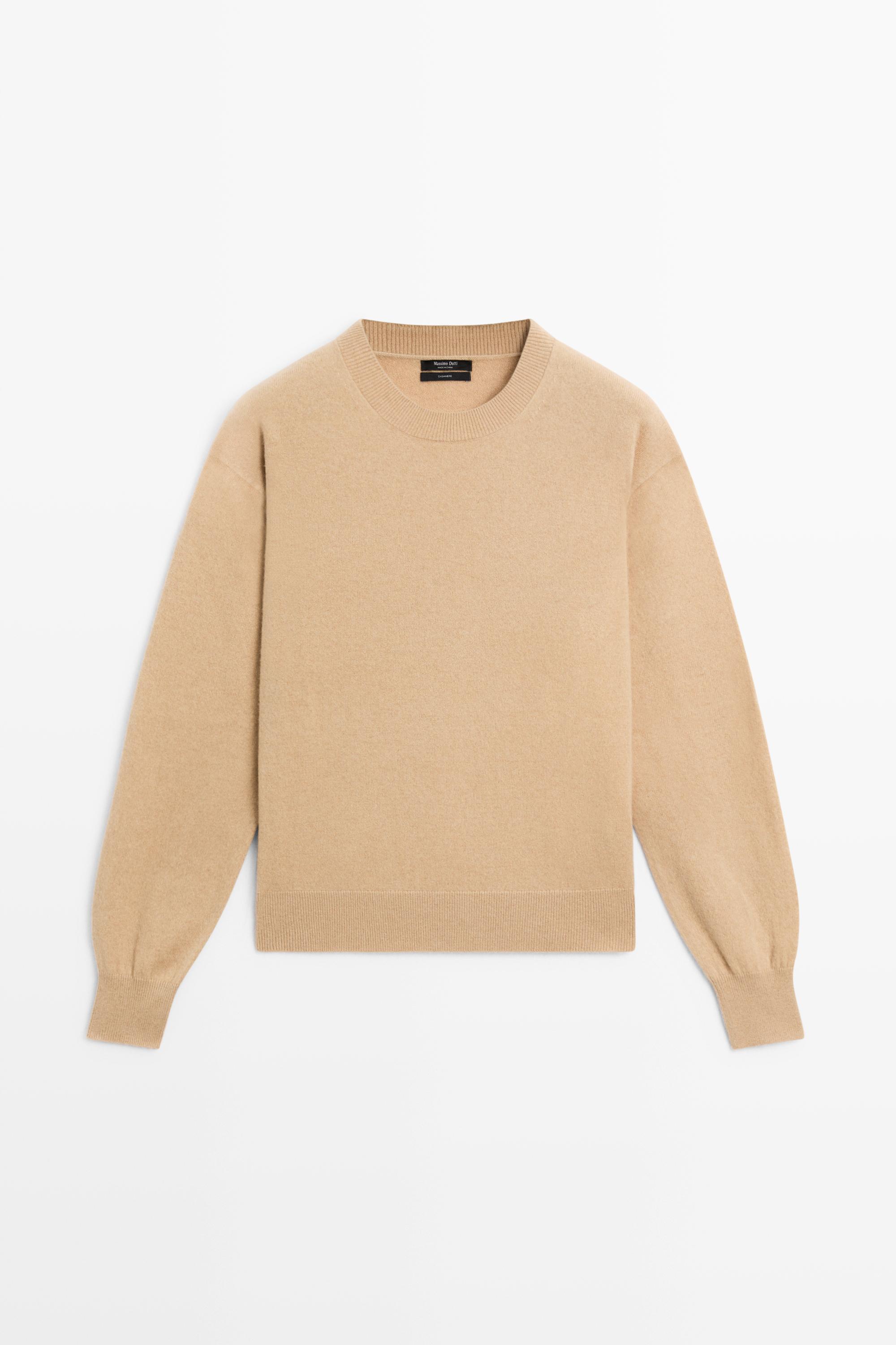 100% cashmere long sleeve sweater - CAMEL