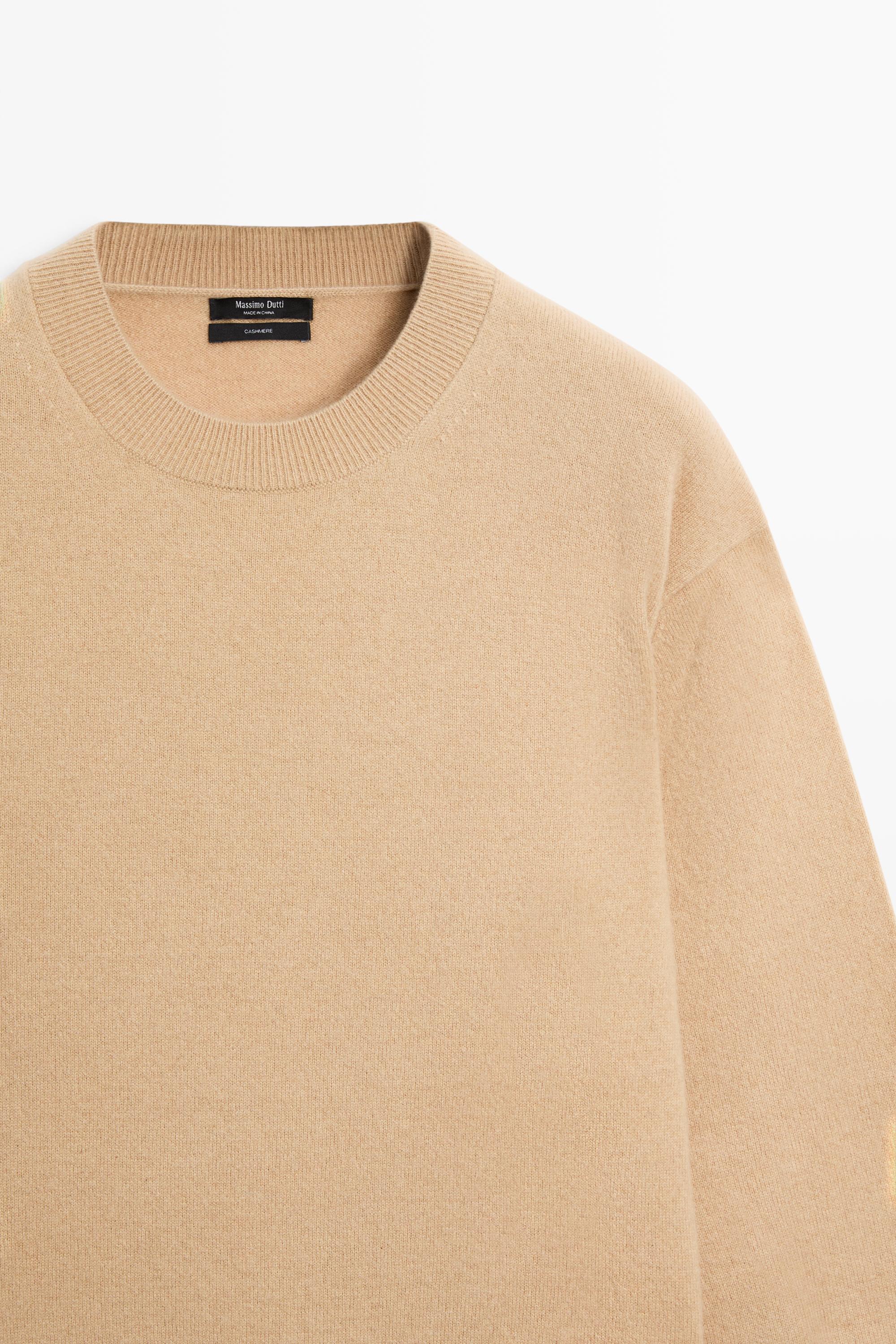 100% cashmere long sleeve sweater - CAMEL