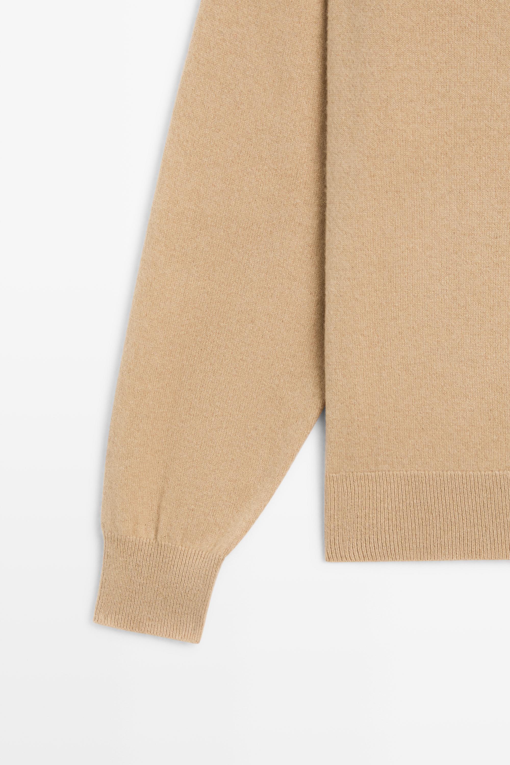100% cashmere long sleeve sweater - CAMEL