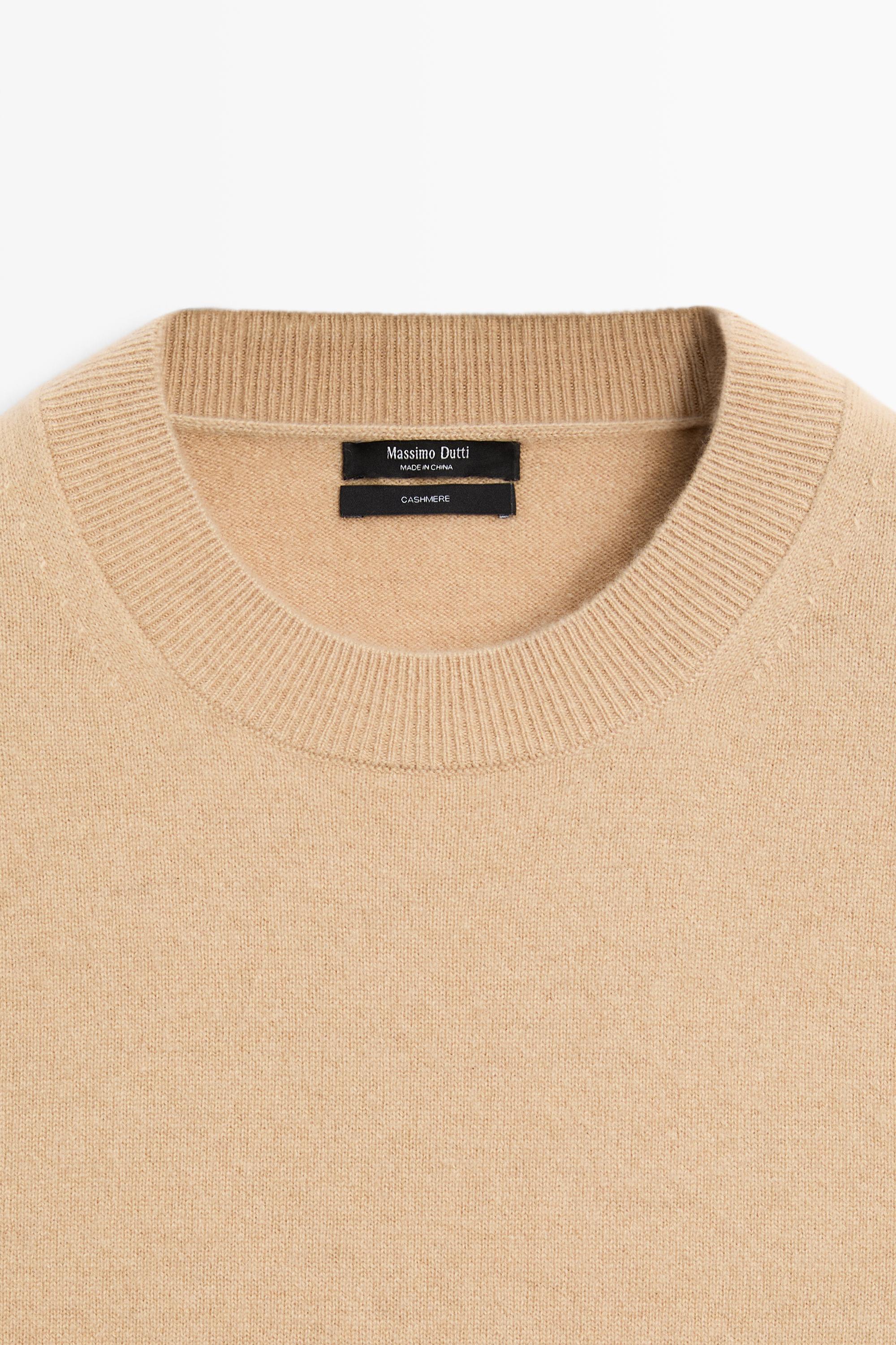 100% cashmere long sleeve sweater - CAMEL