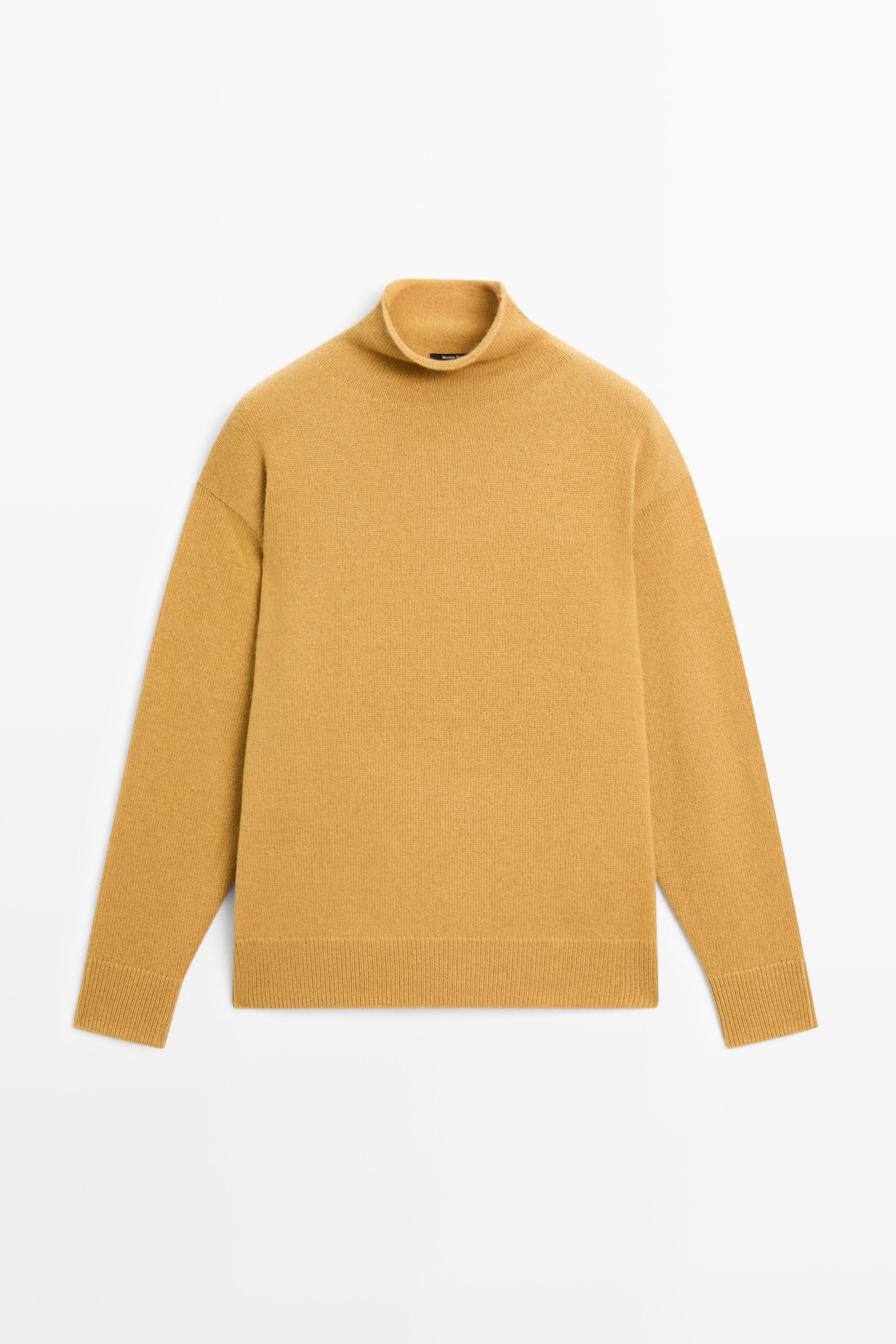 100% cashmere oversize knit sweater - MUSTARD YELLOW