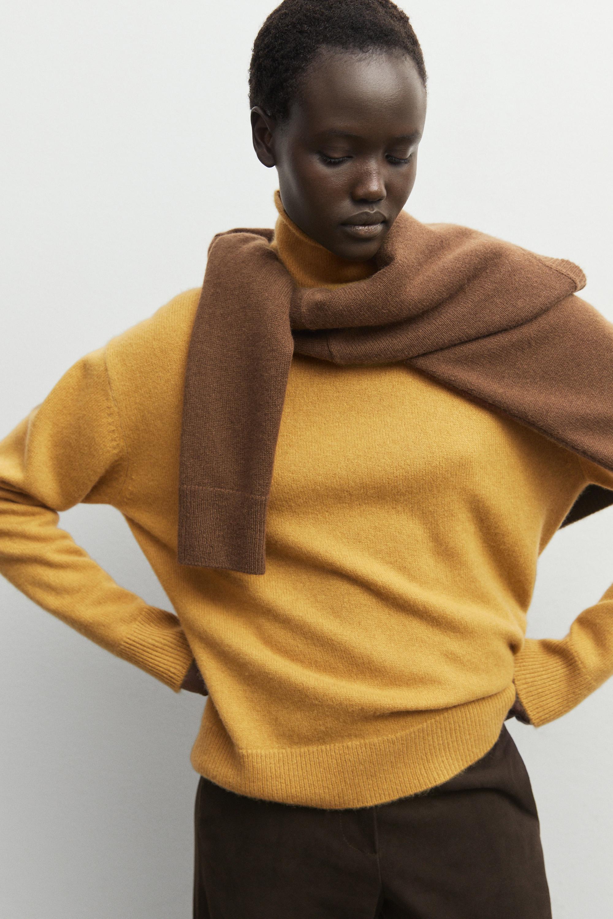 100% cashmere oversize knit sweater - MUSTARD YELLOW