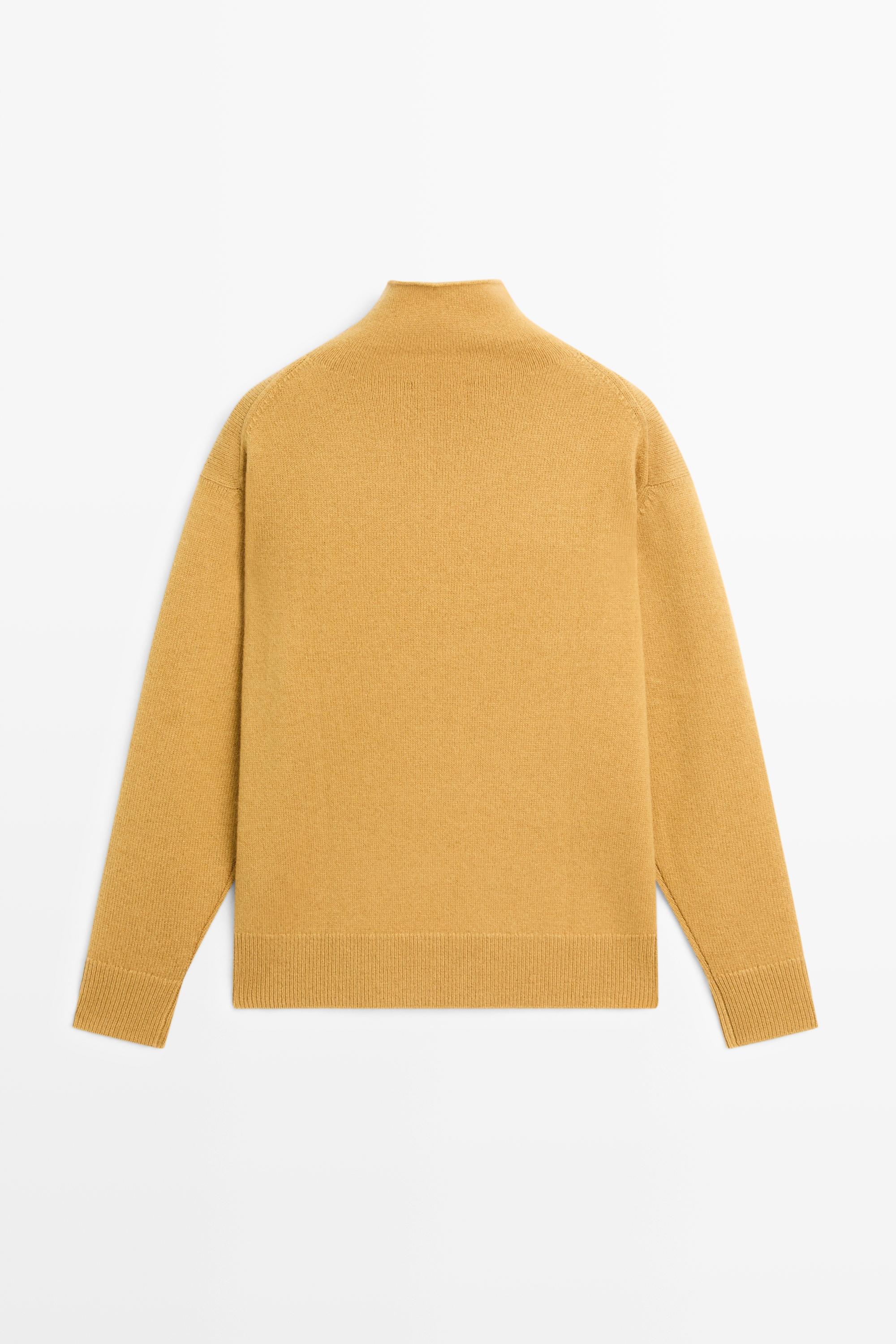 100% cashmere oversize knit sweater - MUSTARD YELLOW