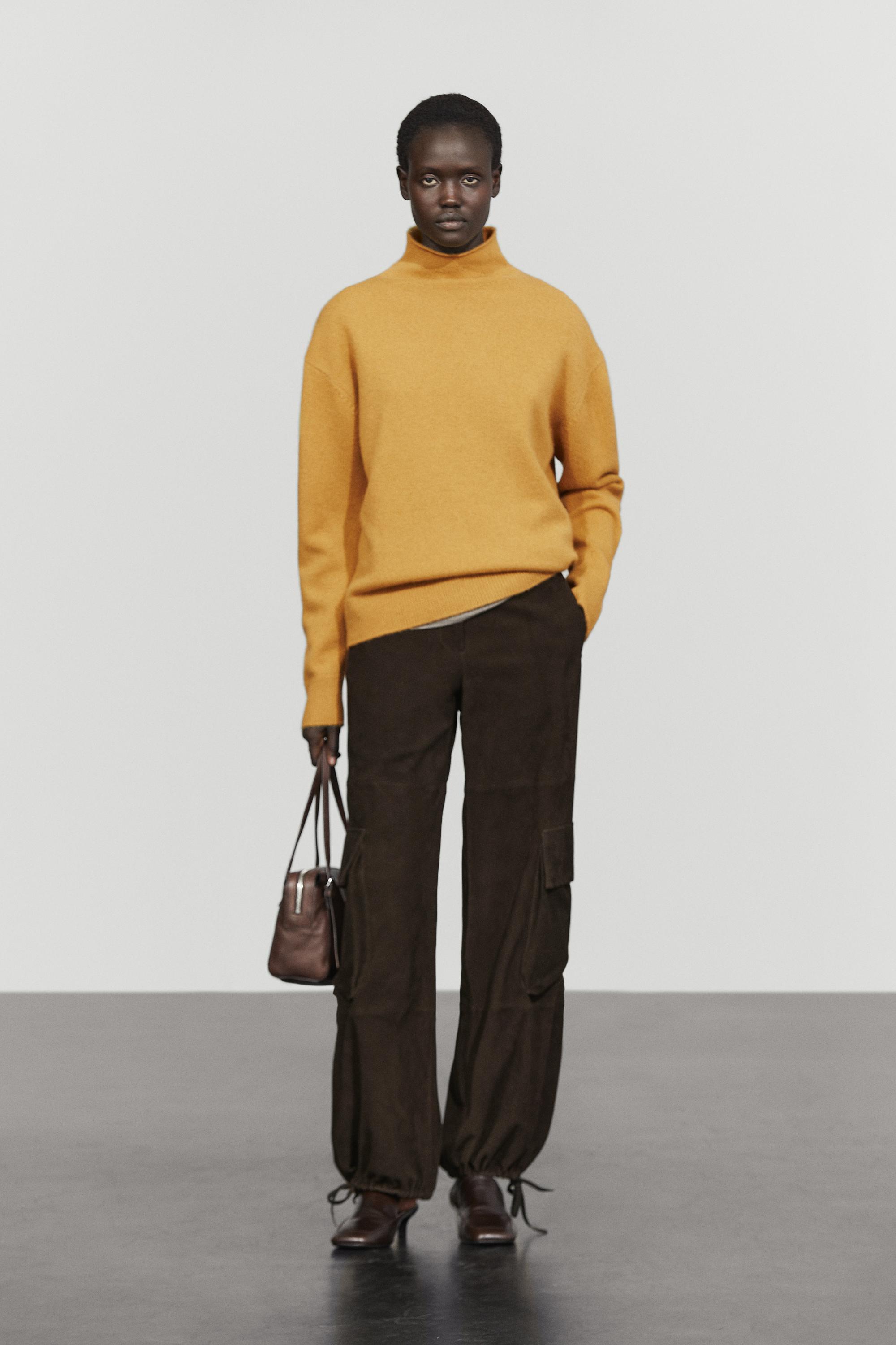 100% cashmere oversize knit sweater - MUSTARD YELLOW