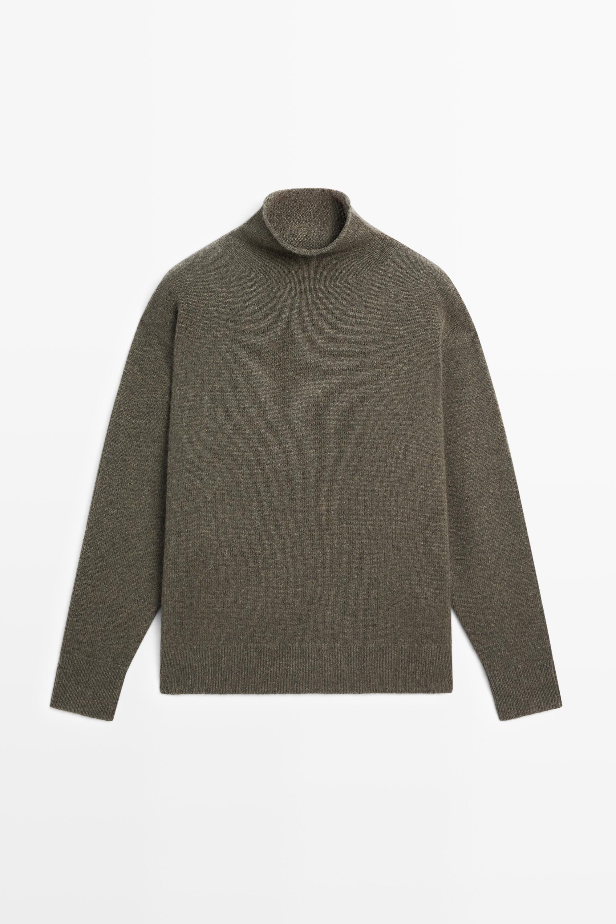 100% cashmere oversize knit sweater - Greyish green