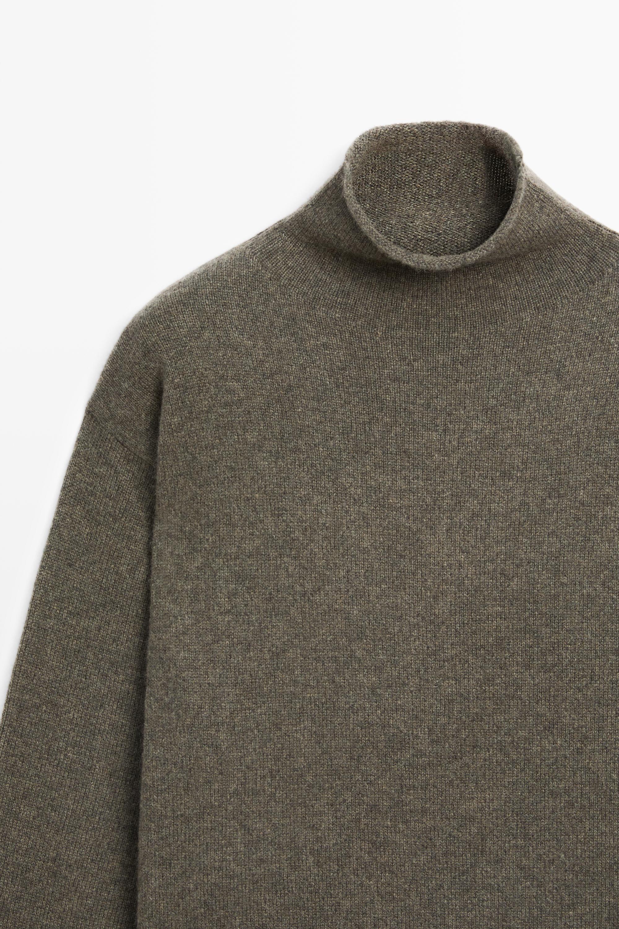 100% cashmere oversize knit sweater - Greyish green