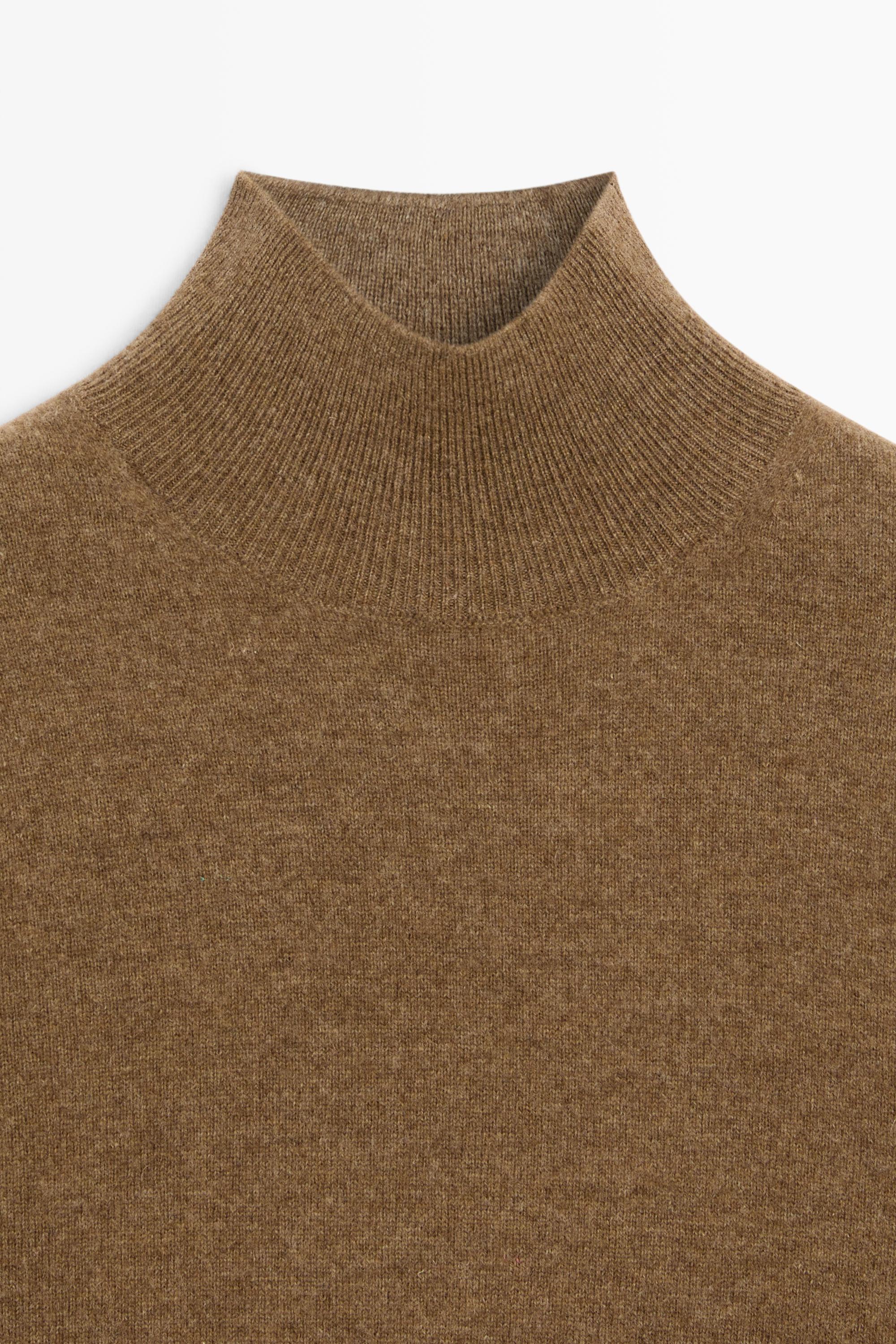 Wool-cashmere blend short sleeve knit sweater - BROWN MARL
