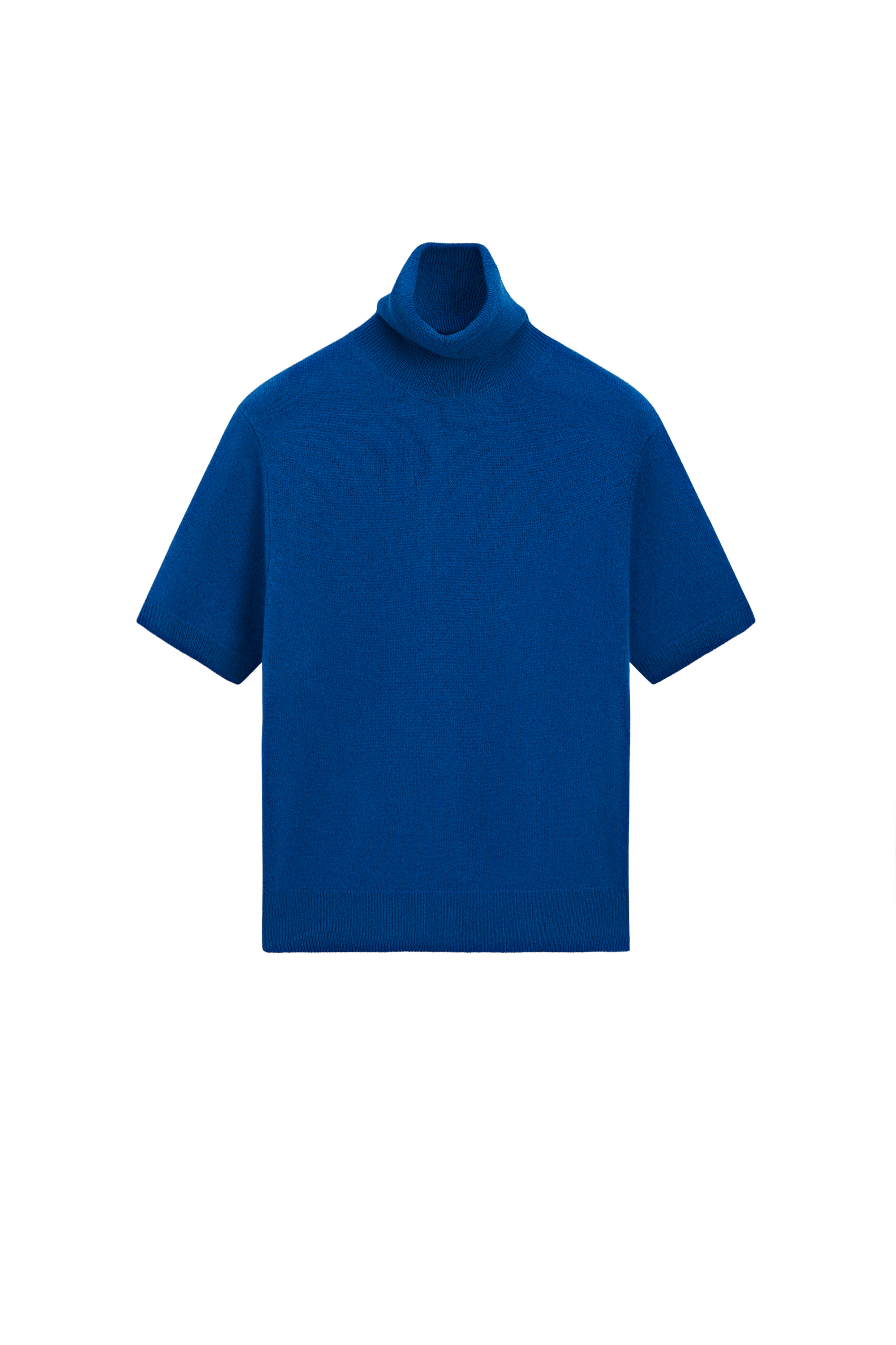 Short sleeve turtleneck knit sweater - DEEP BLUE
