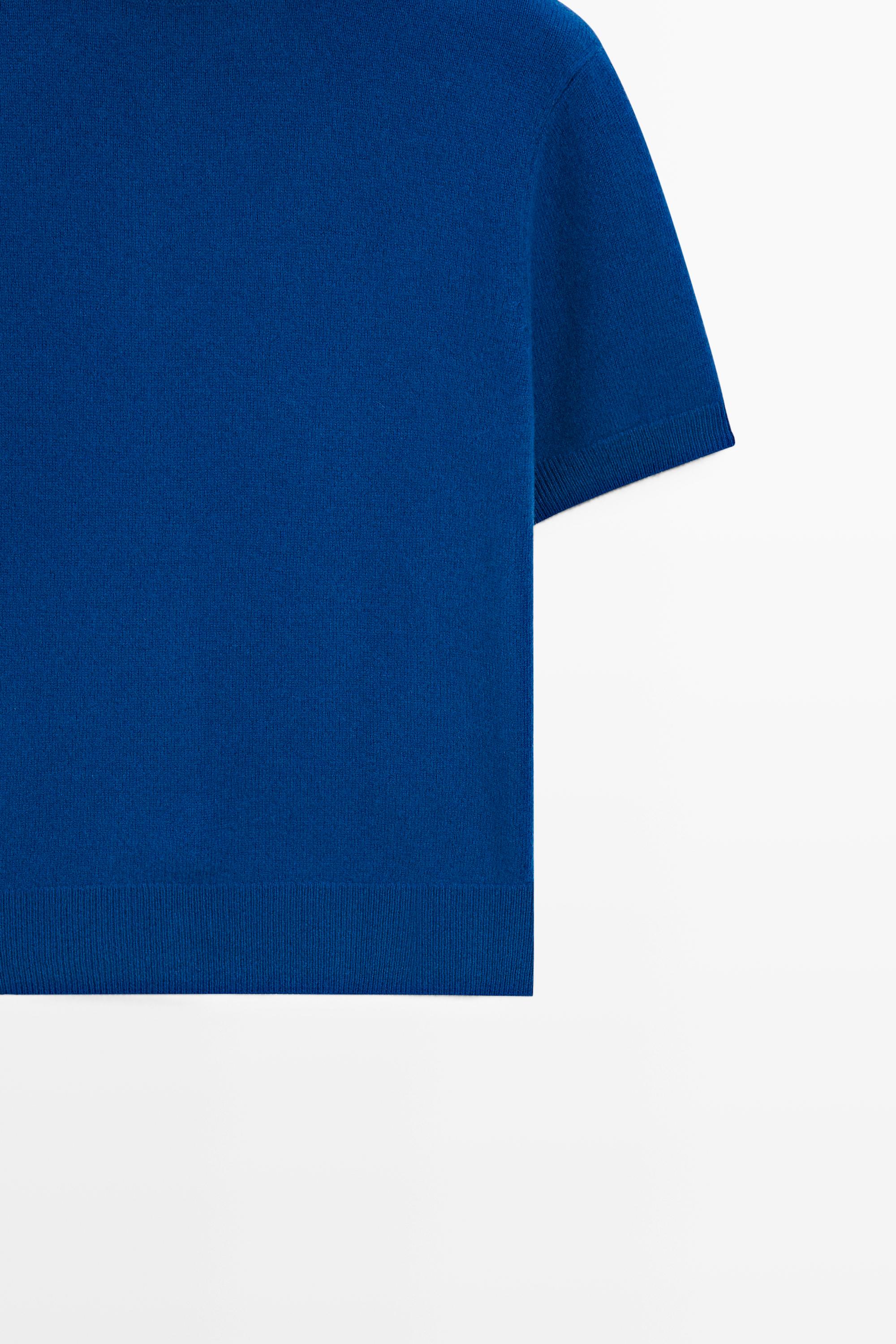 Short sleeve turtleneck knit sweater - DEEP BLUE