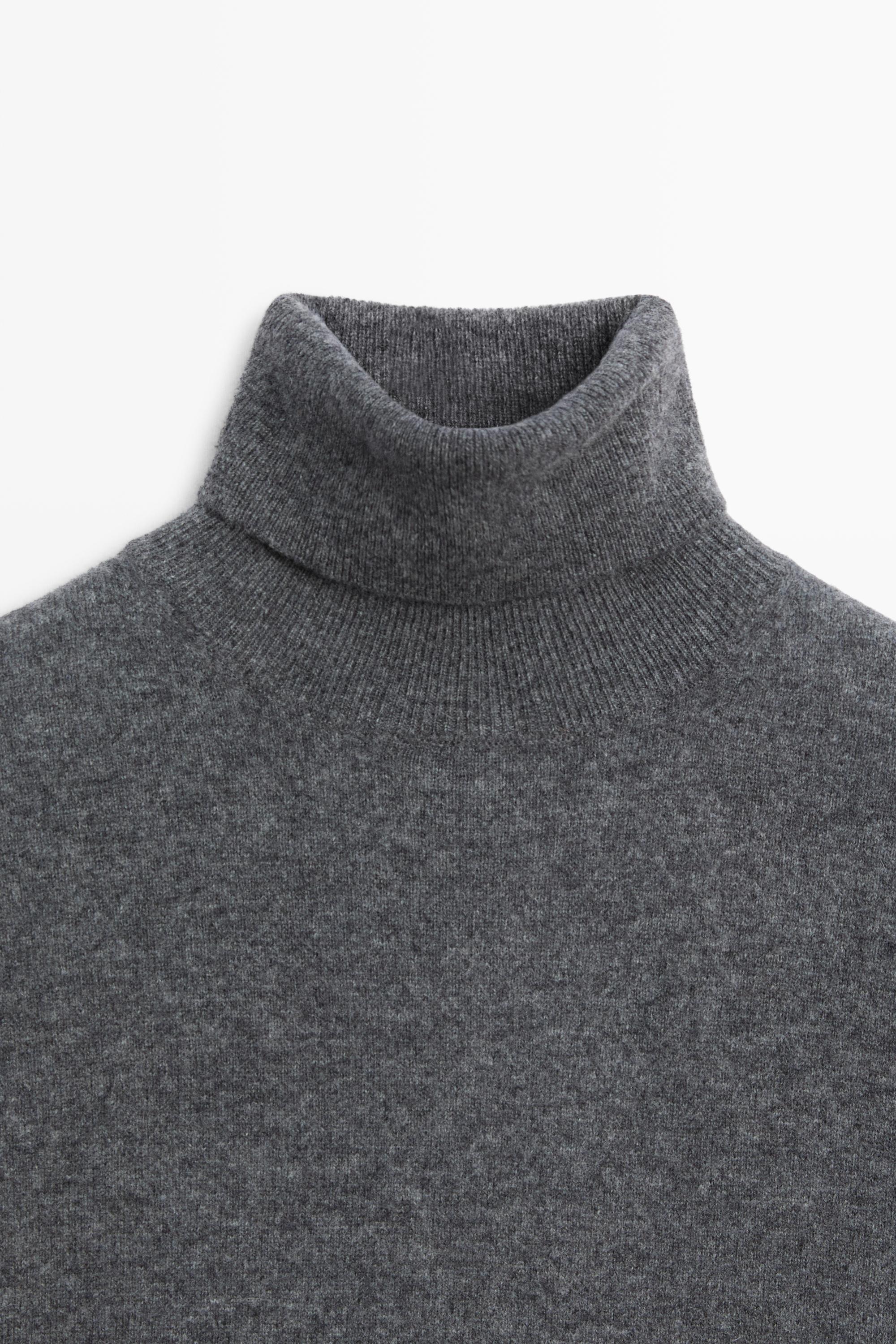 Short sleeve turtleneck knit sweater - MEDIUM GREY
