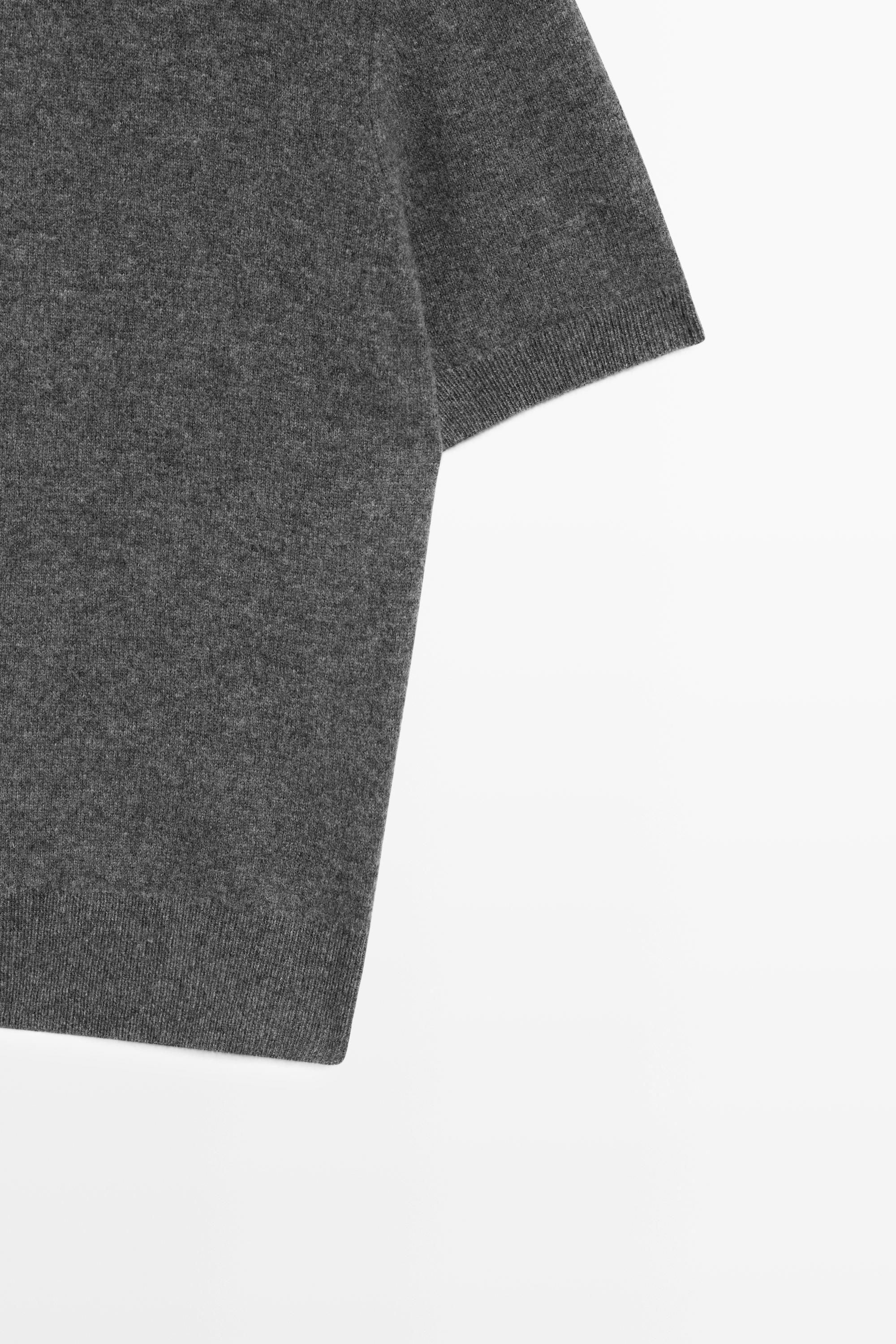 Short sleeve turtleneck knit sweater - MEDIUM GREY