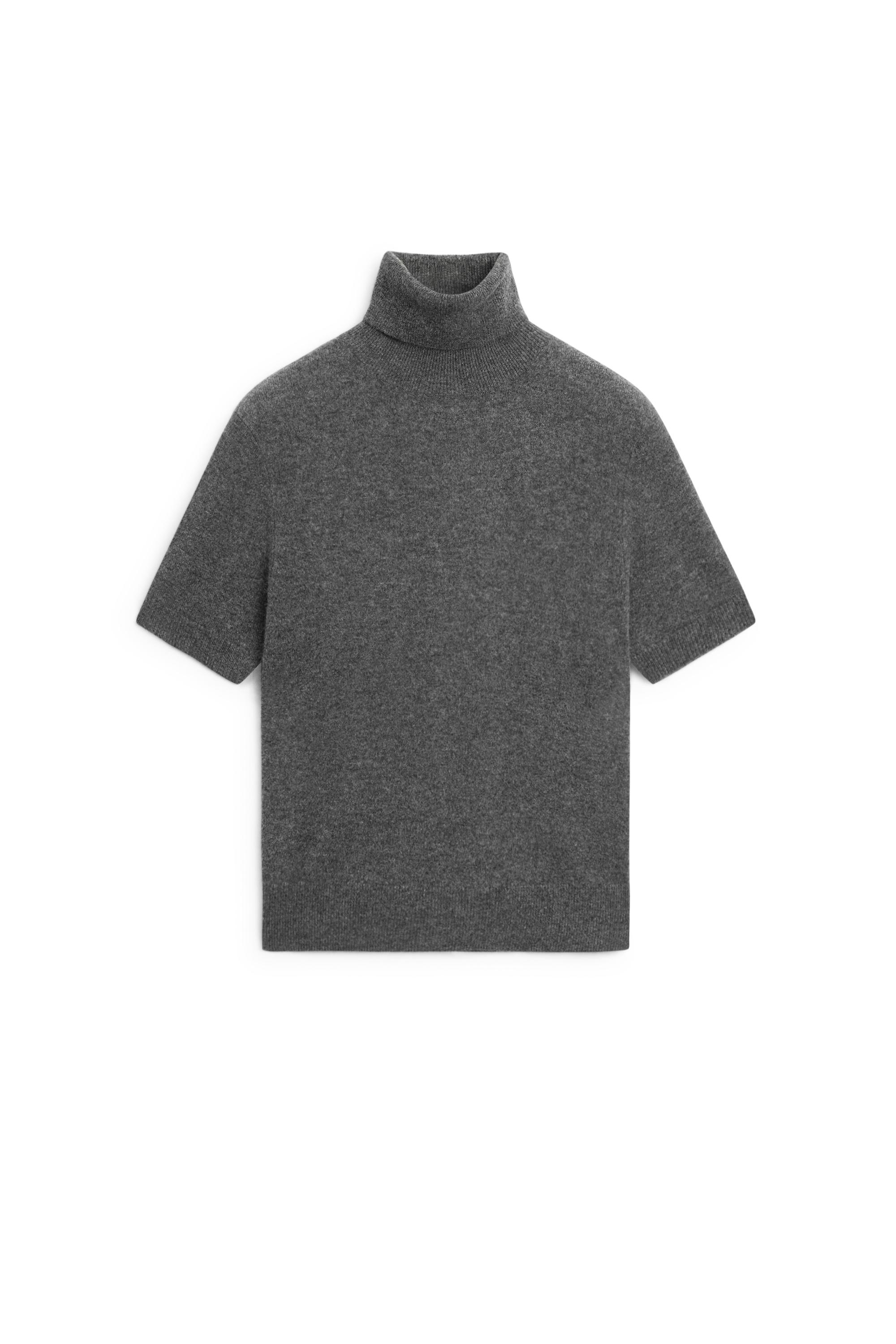 Short sleeve turtleneck knit sweater - MEDIUM GREY