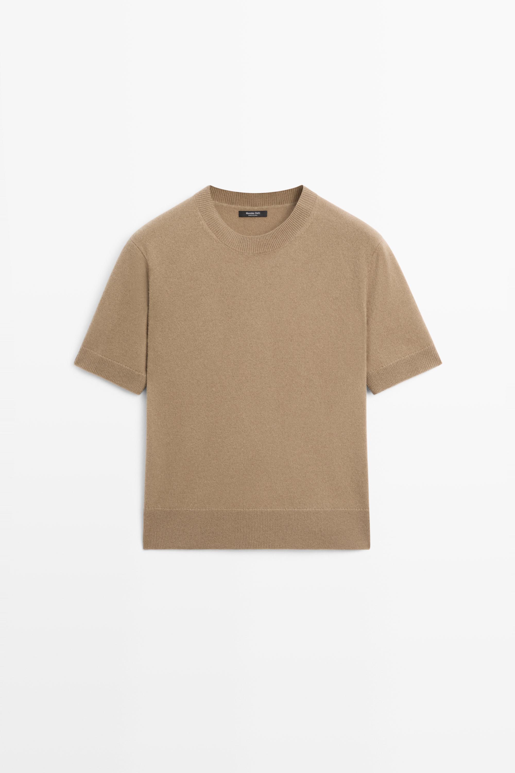 Short sleeve wool blend knit sweater - GREENISH