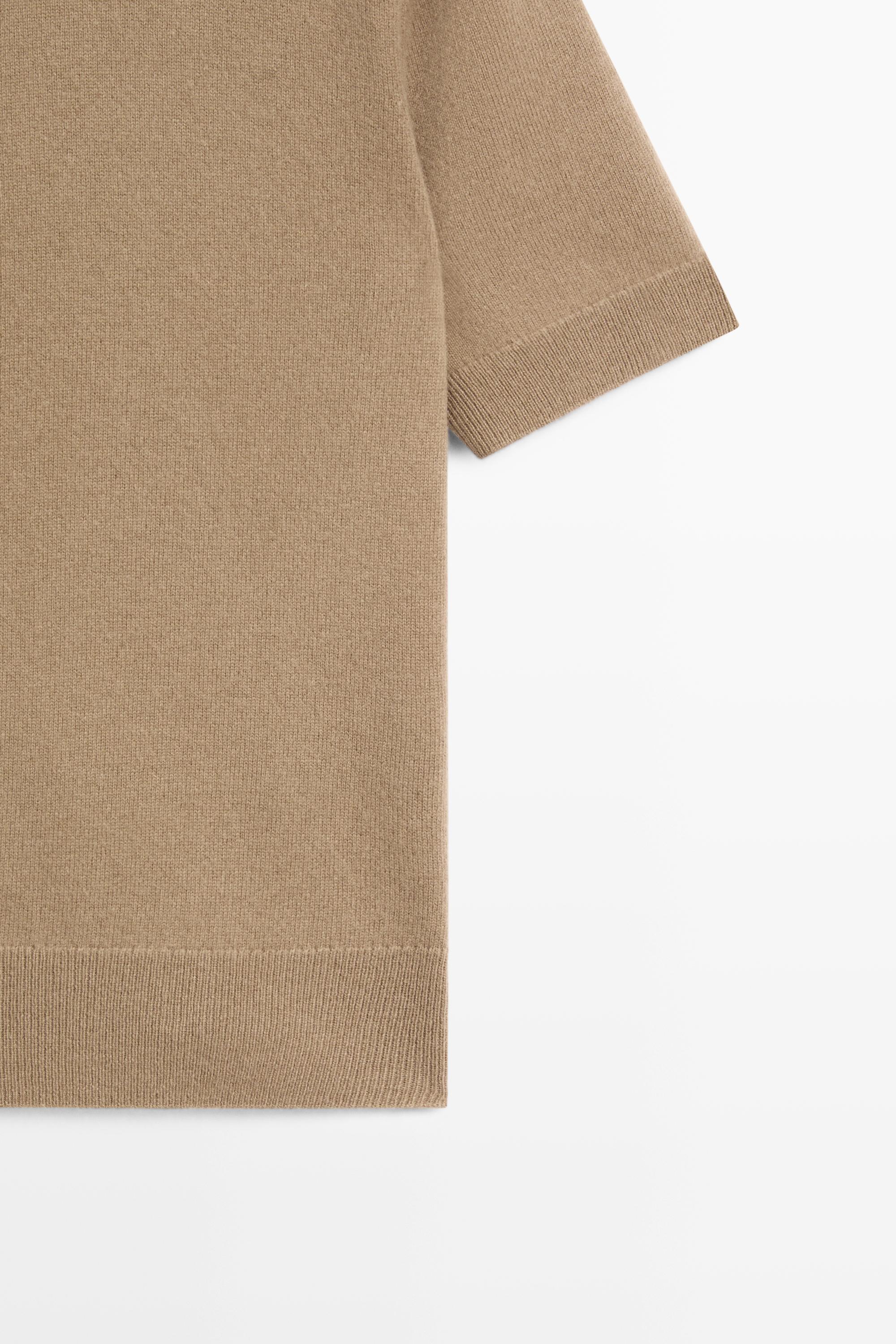 Short sleeve wool blend knit sweater - GREENISH