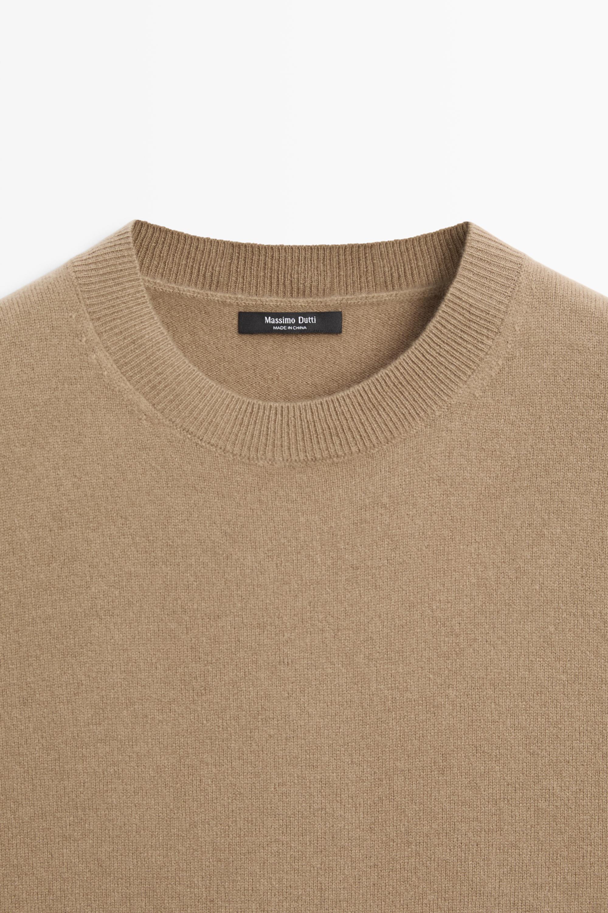 Short sleeve wool blend knit sweater - GREENISH