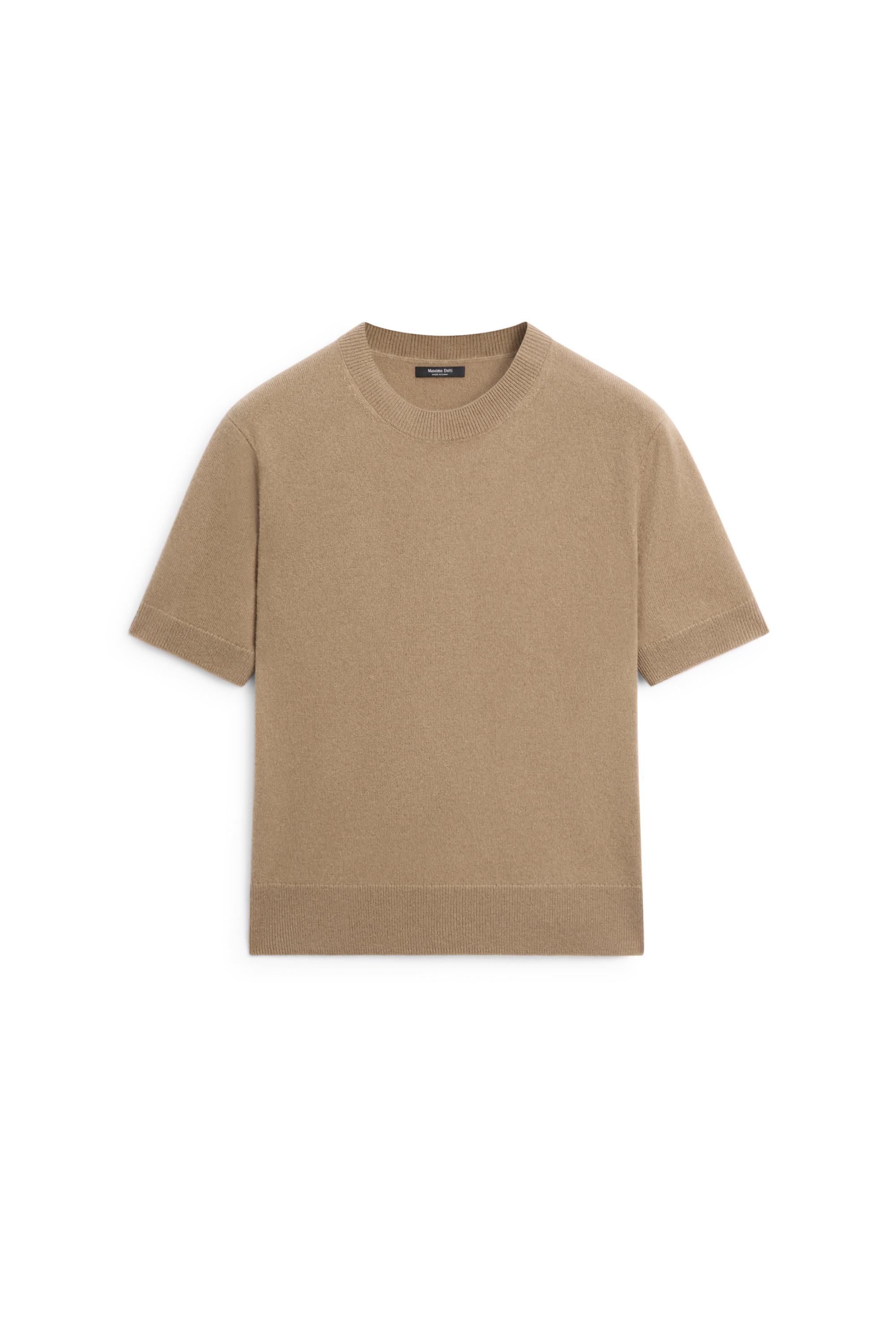 Short sleeve wool blend knit sweater - GREENISH