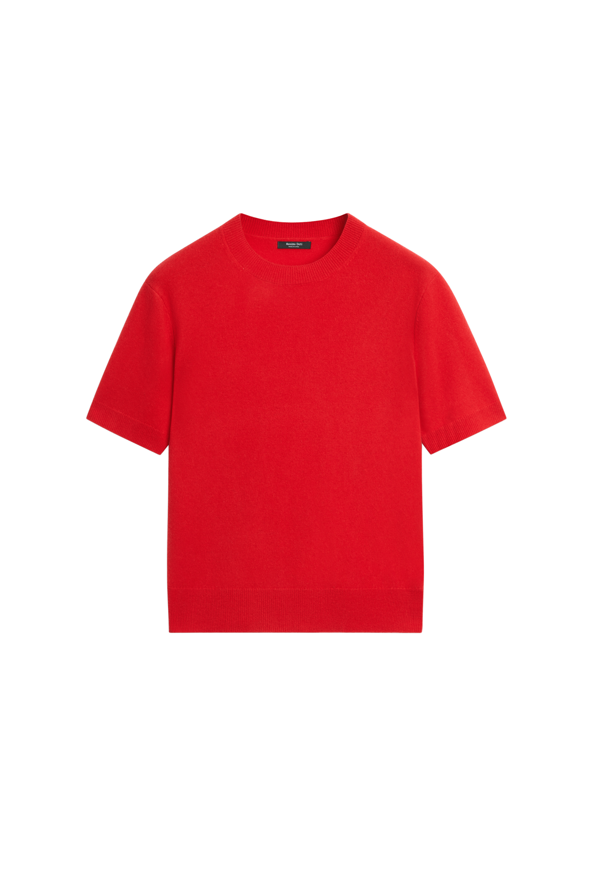 Short sleeve wool blend knit sweater - RED